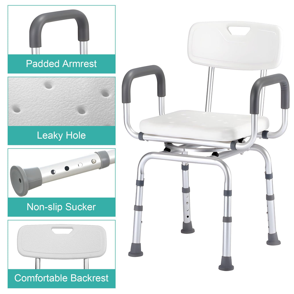 Swivel Shower Chair with Arms & Backrest K631344