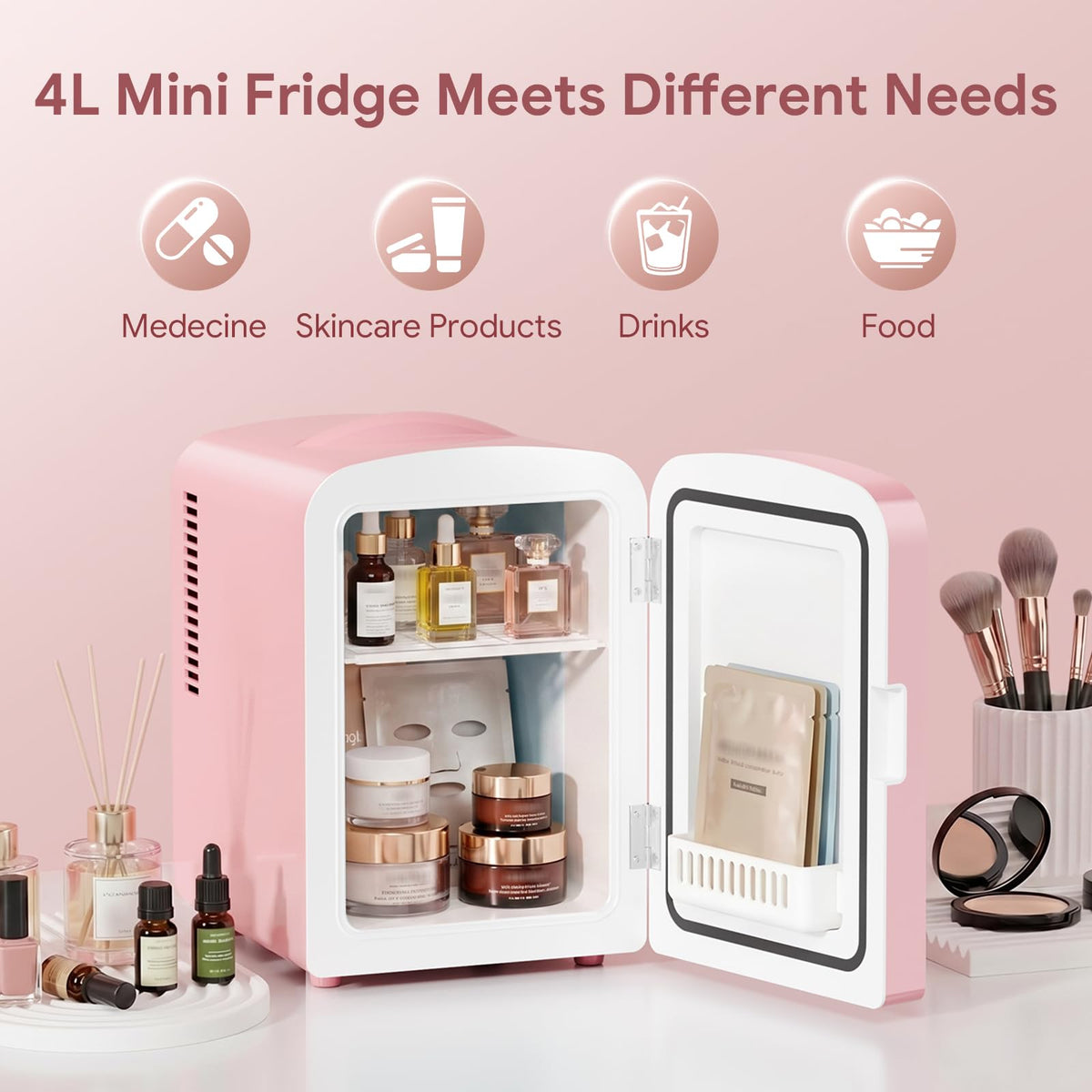 4L Mini Skincare Fridge with LED Mirror R213968