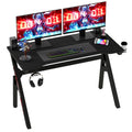 47" Black & Red Carbon Fiber Textured Gaming Desk with Cup Holder L828602