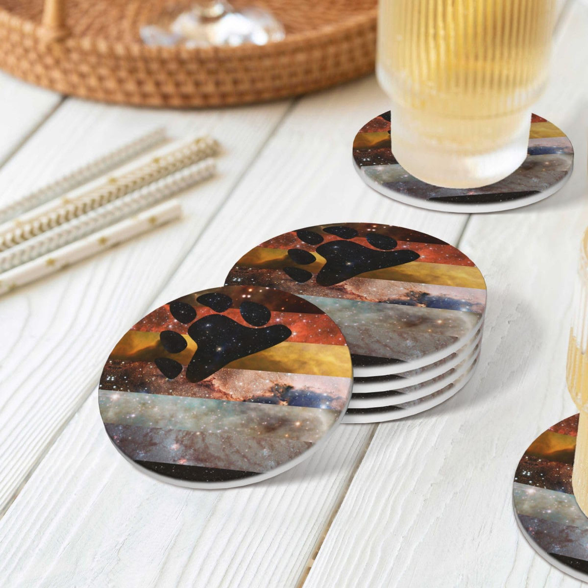 Ceramic Coaster Set Non-Slip Cork Base F75659
