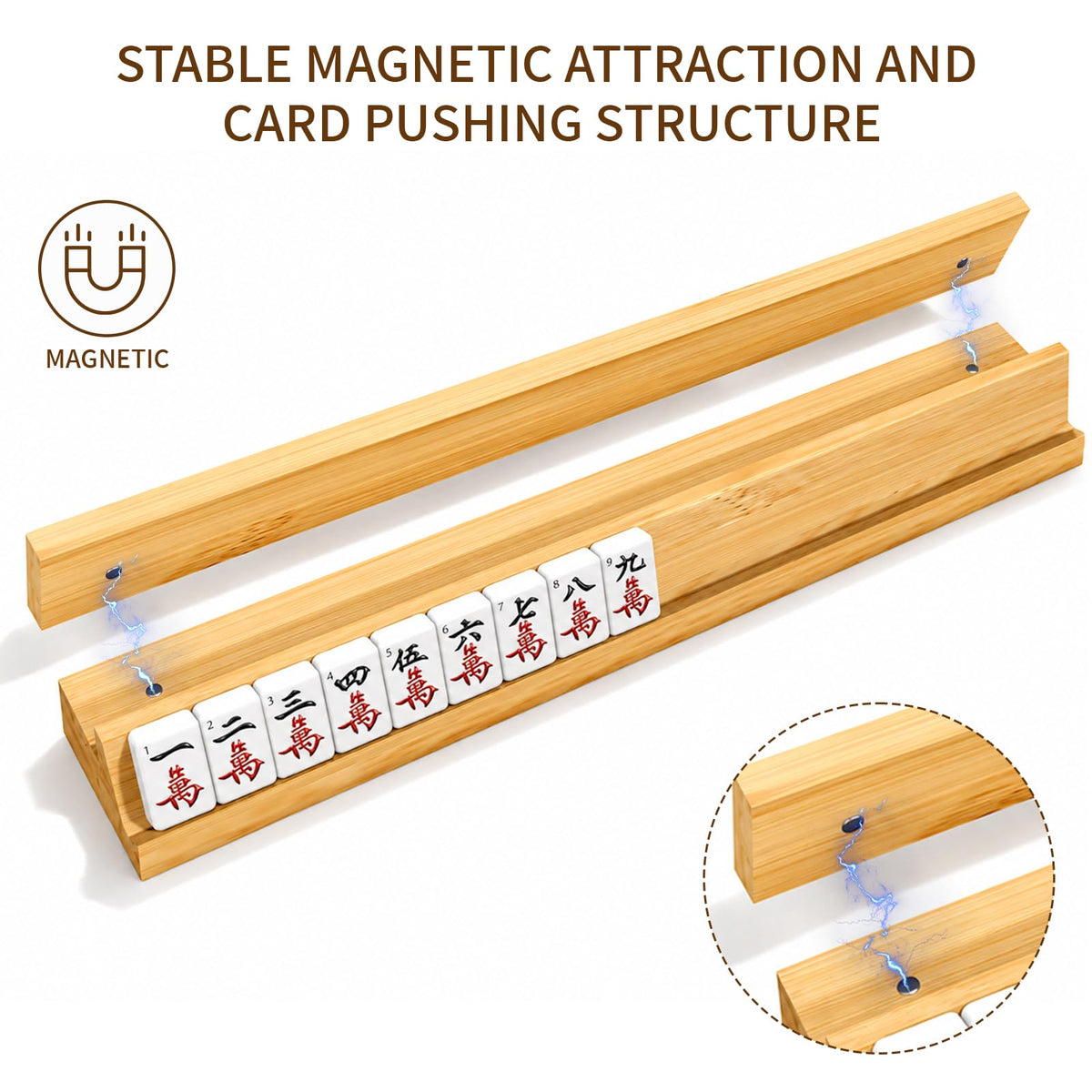 Bamboo Mahjong Racks with Pushers, Set of 4 S671882
