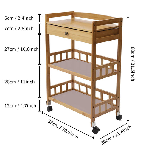3-Tier Bamboo Kitchen Cart with Drawer D42637