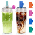 Glass Cups with Lids and Straws 24oz N754