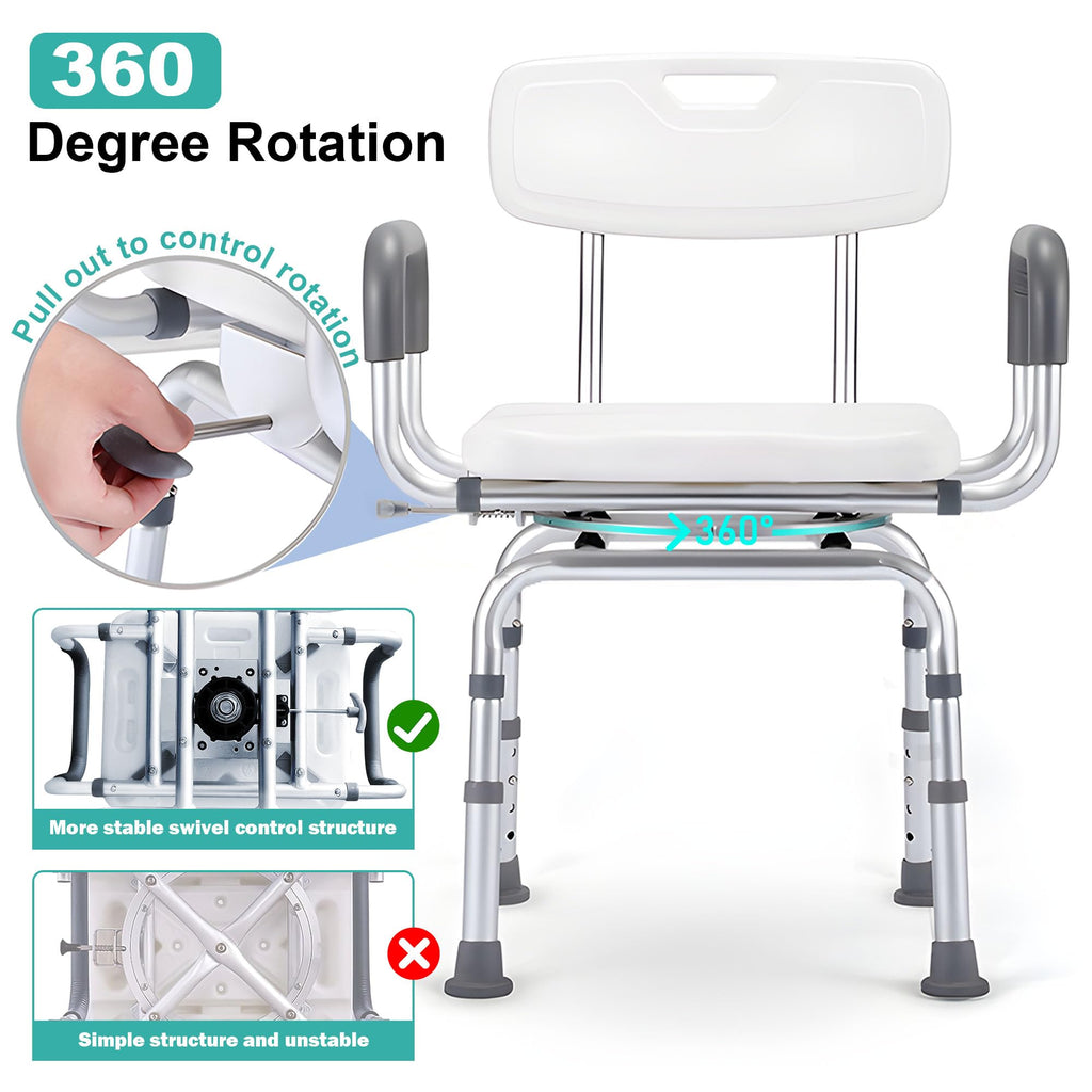 Swivel Shower Chair with Arms & Backrest K631344