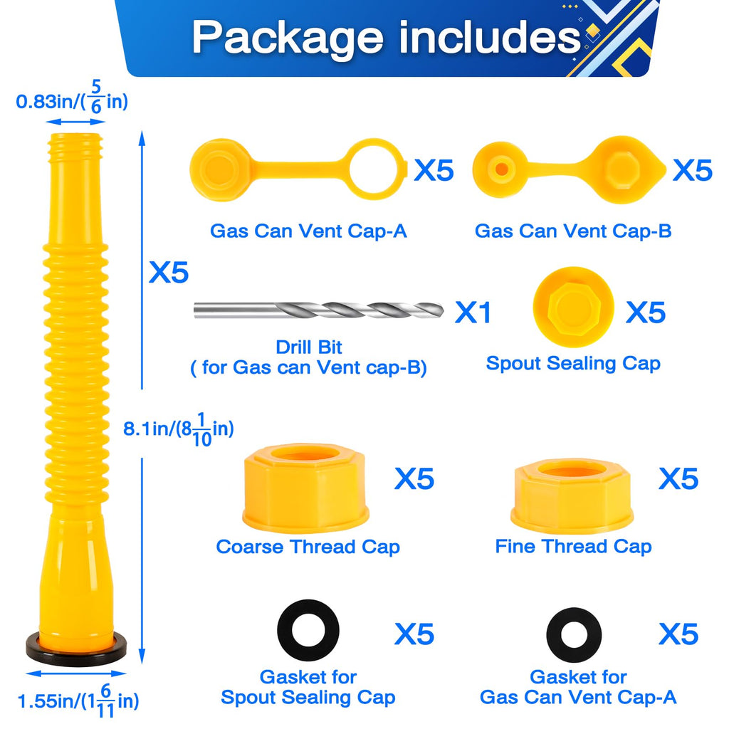 Gas Can Spout Replacement with Vent Caps S65398