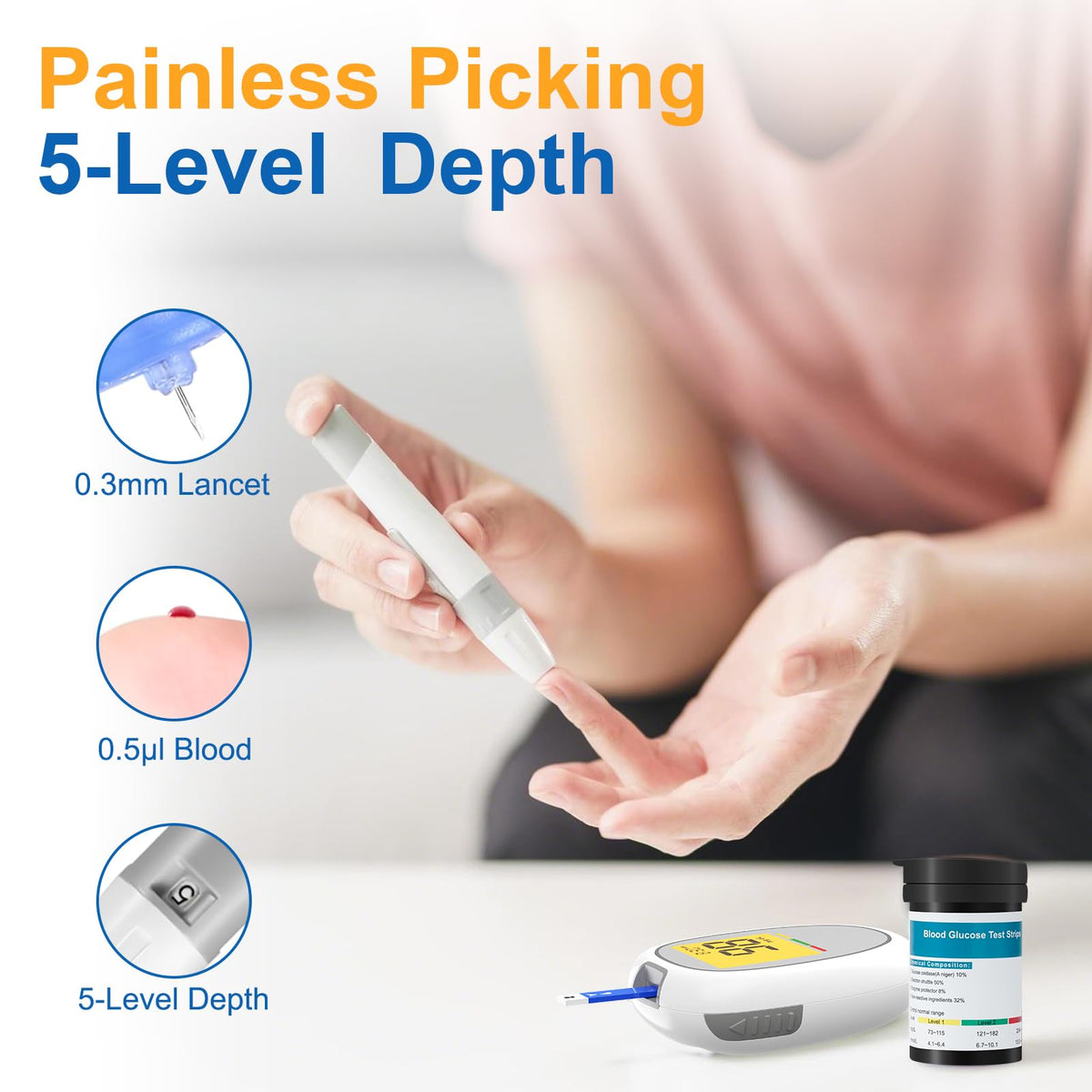 Blood Glucose Monitor Kit with 50 Test Strips and 50 Lancets K549180