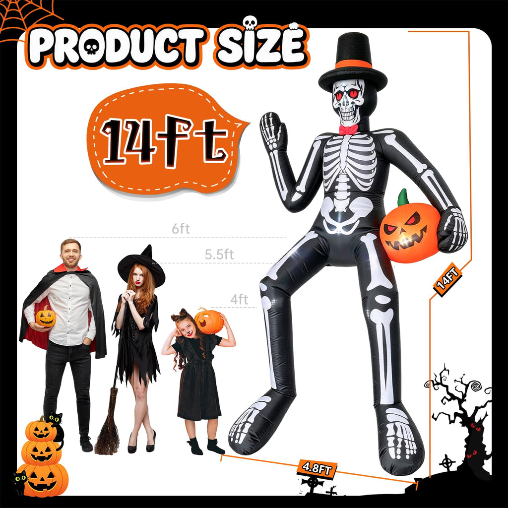 14FT Inflatable Sitting Skeleton Decorations V2539