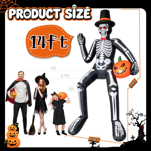 14FT Inflatable Sitting Skeleton Decorations V2539