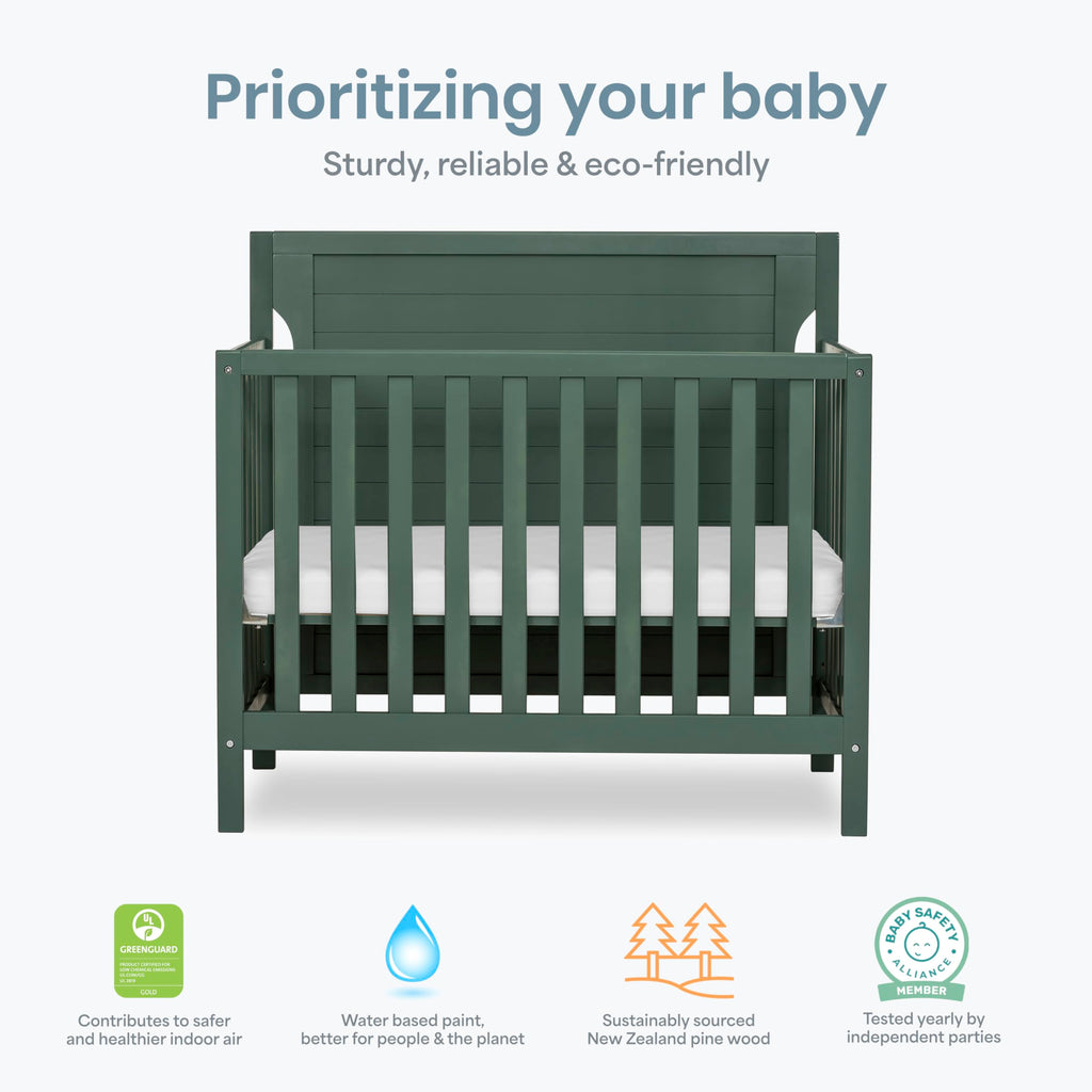 4-in-1 Convertible Mini Baby Crib with Mattress Pad C235