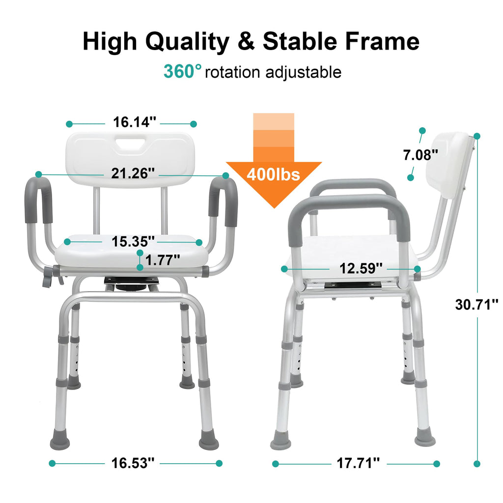 Swivel Shower Chair with Arms & Backrest K631344