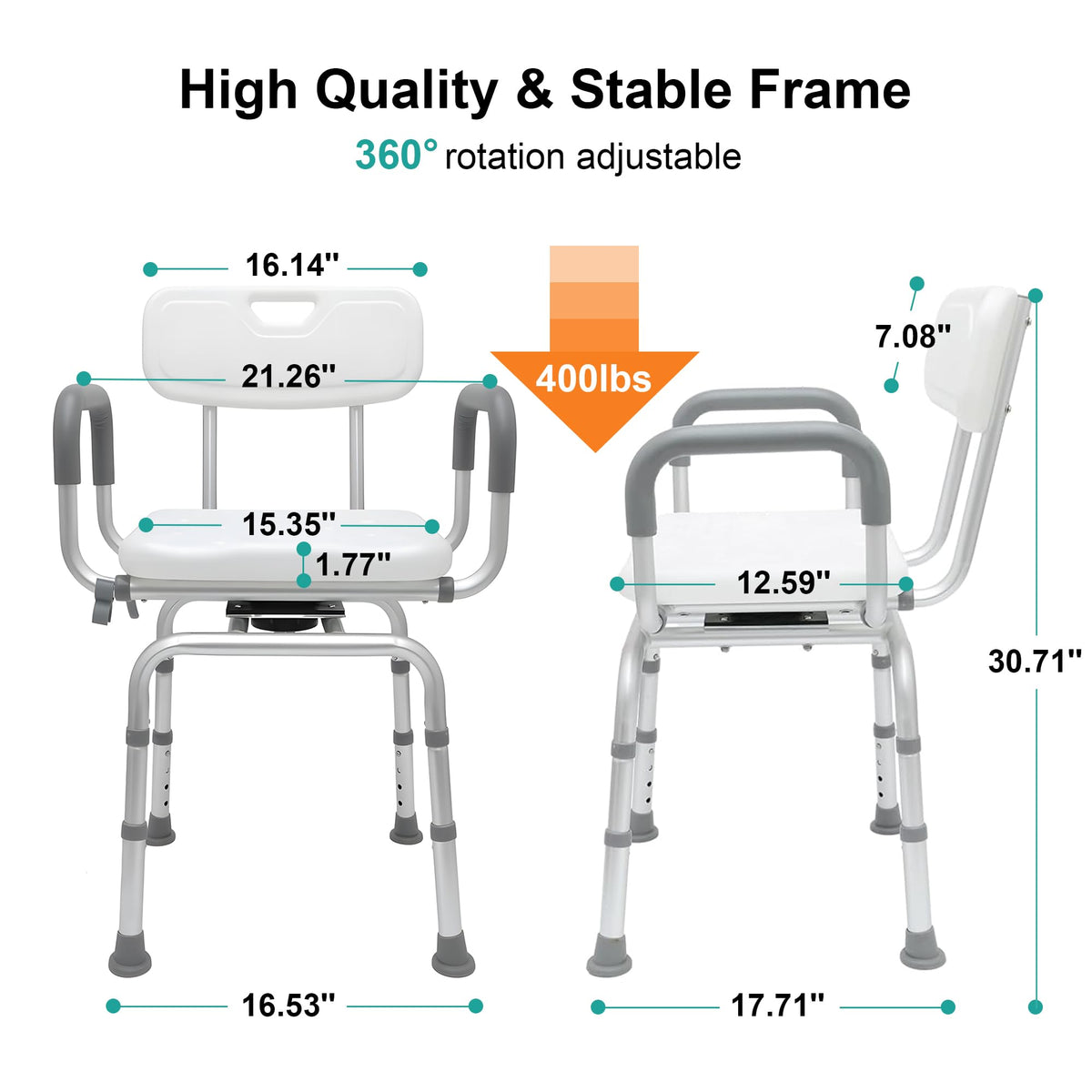 Swivel Shower Chair with Arms & Backrest K631344