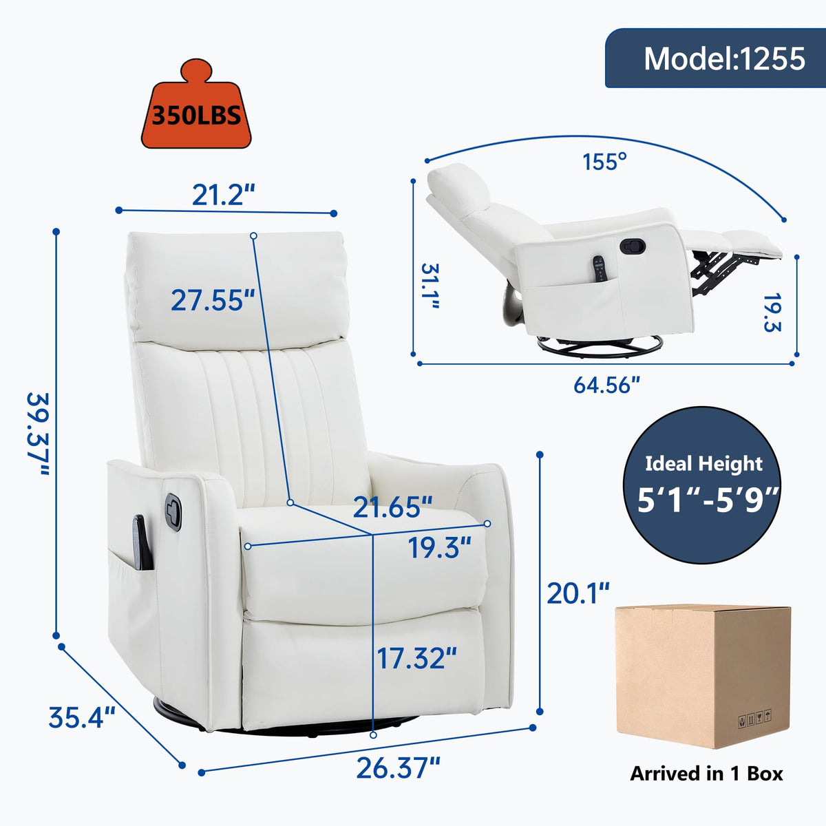 High Back Massage Recliner with Heat Y2354