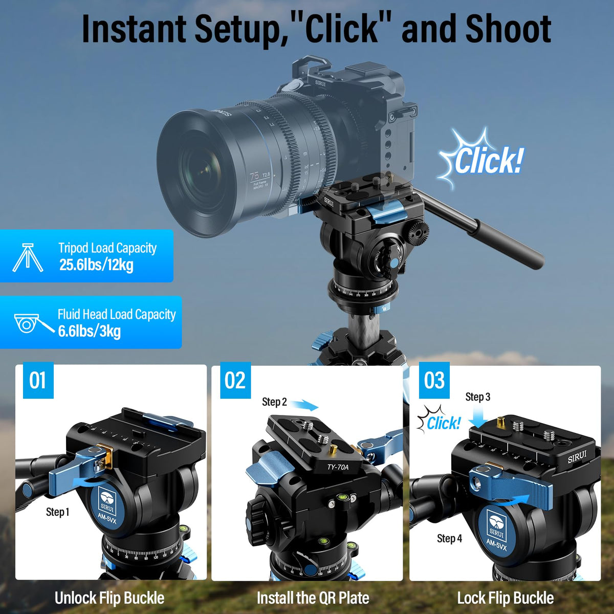 Carbon Fiber Camera Tripod with Fluid Head Z841168
