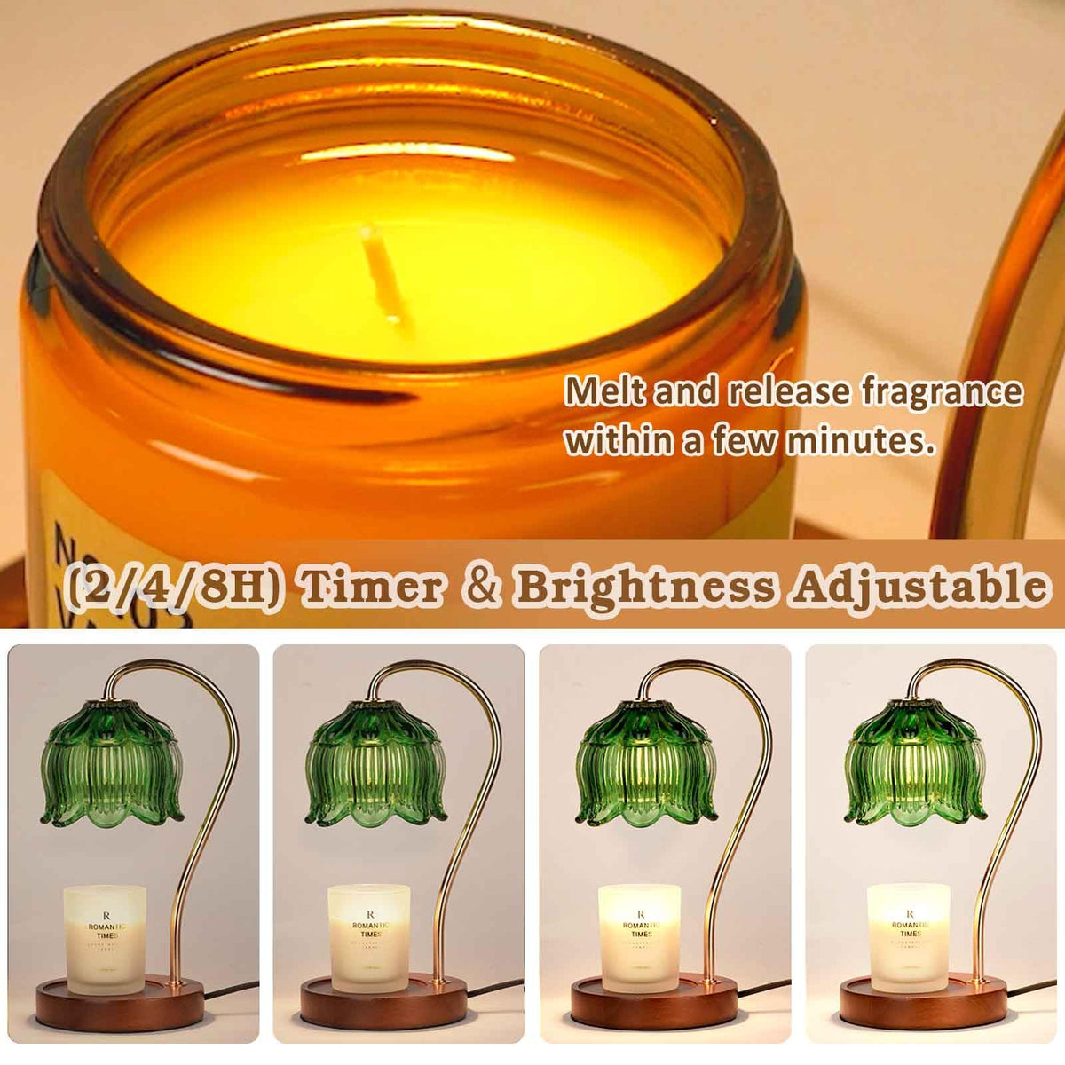 Black Dimmable Candle Warmer Lamp with Timer N70431
