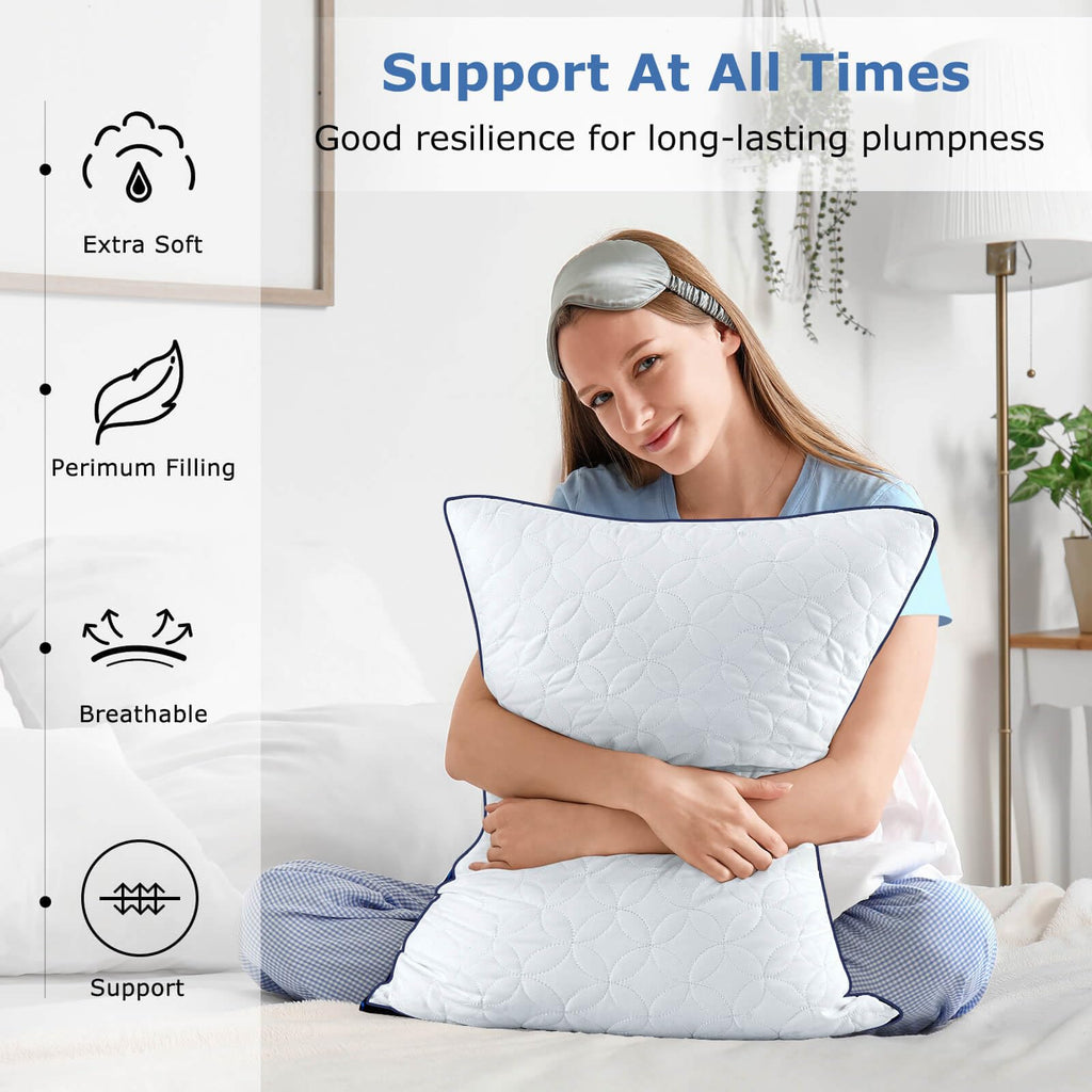 King Size Set of 2 Cooling Breathable Down Alternative Pillows C358147