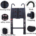 Black 20.3FT Aluminum Telescoping Ladder 330lbs Capacity M102
