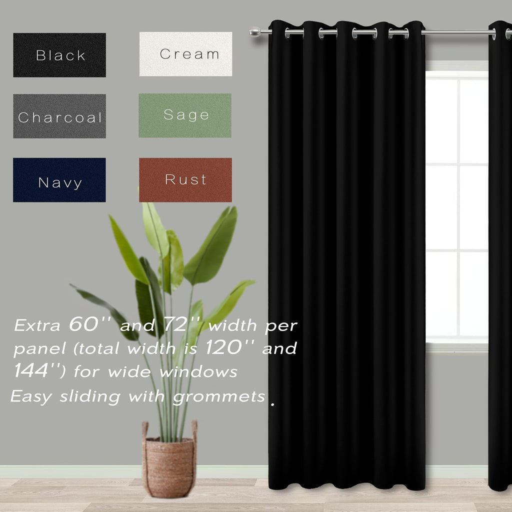 Blackout Curtains 72 Inch Extra Wide 2 Panels D30264