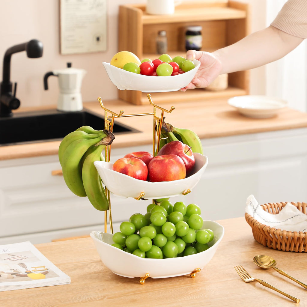 3-Tier Ceramic Serving Bowl Set with Stand I1659