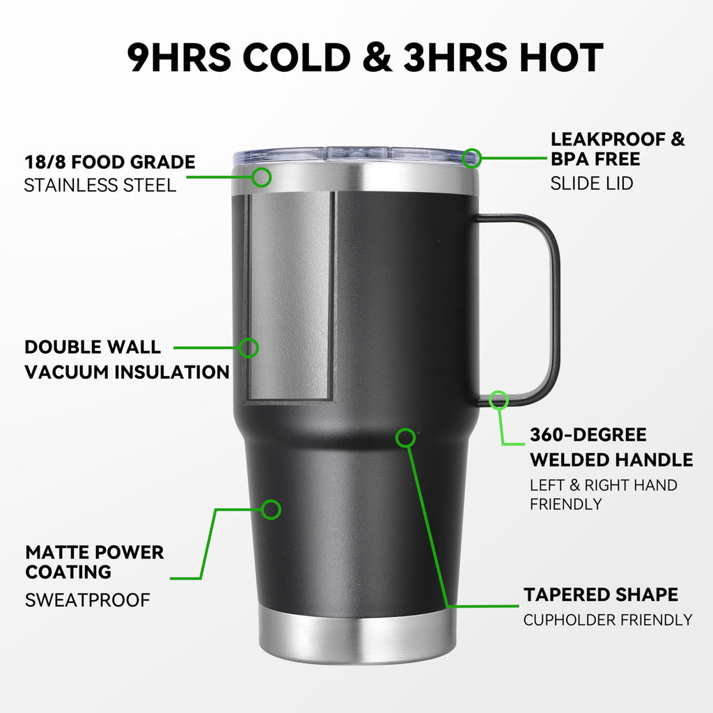 20 oz Stainless Steel Insulated Tumbler with Handle Lid and Straw E50509