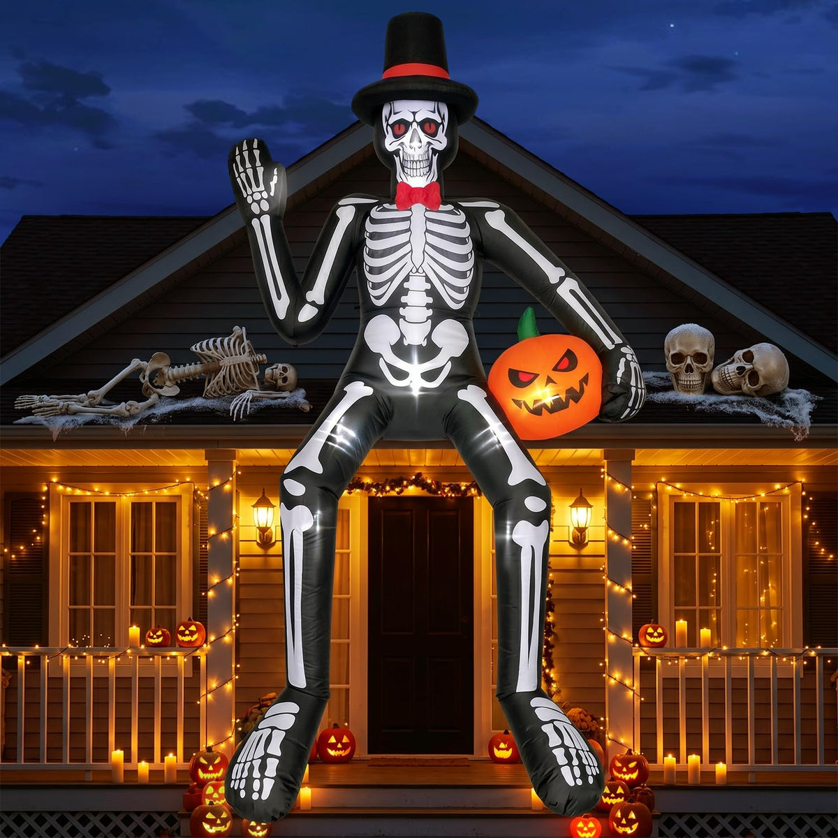 14FT Inflatable Sitting Skeleton Decorations V2539