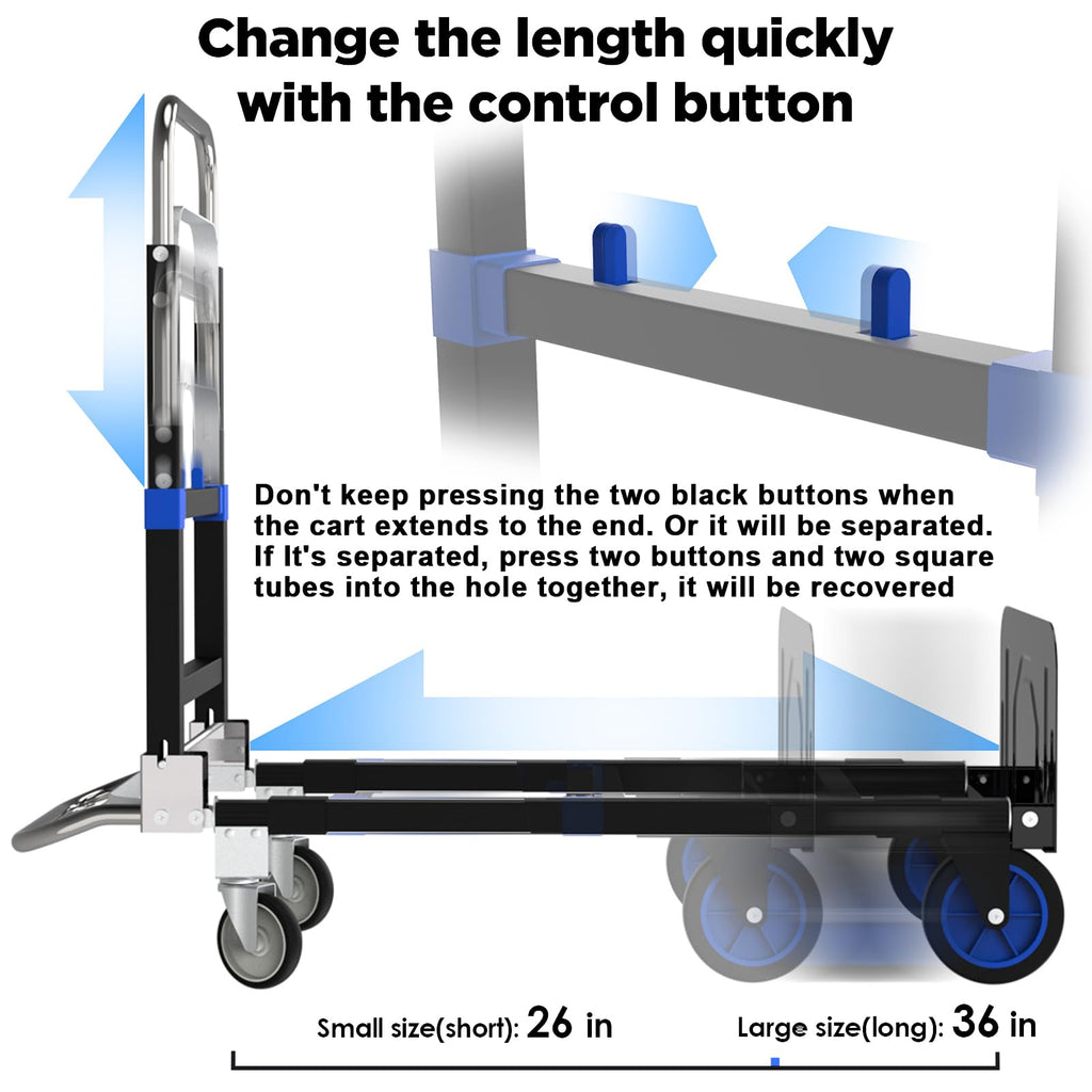 Heavy Duty 4 Wheels 500 Lbs Load Convertible Hand Truck Dolly Cart W5976