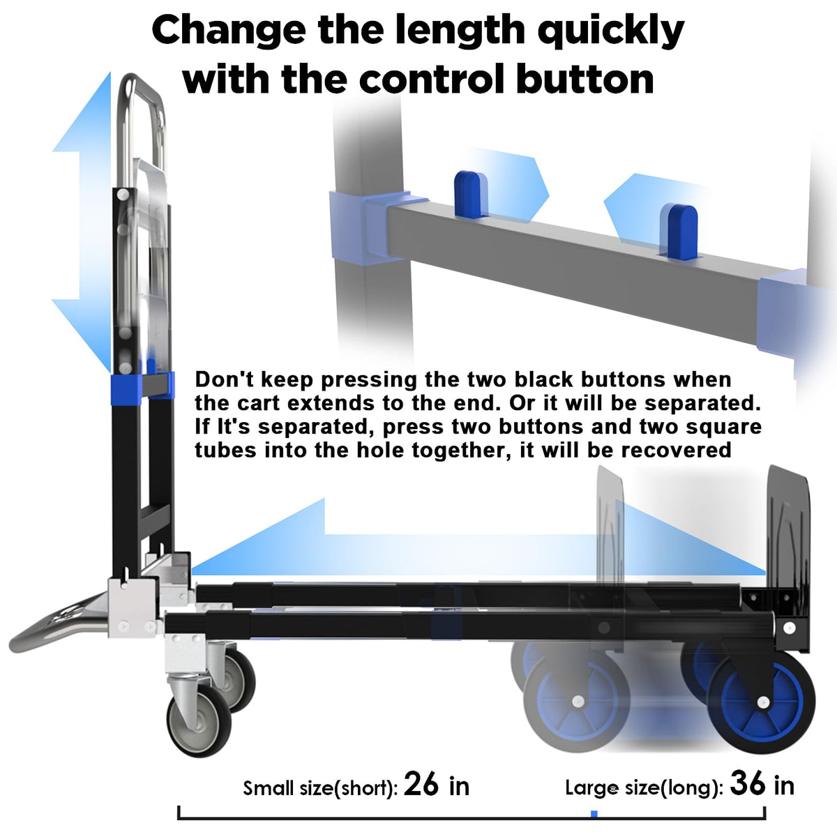 Heavy Duty 4 Wheels 500 Lbs Load Convertible Hand Truck Dolly Cart W5976