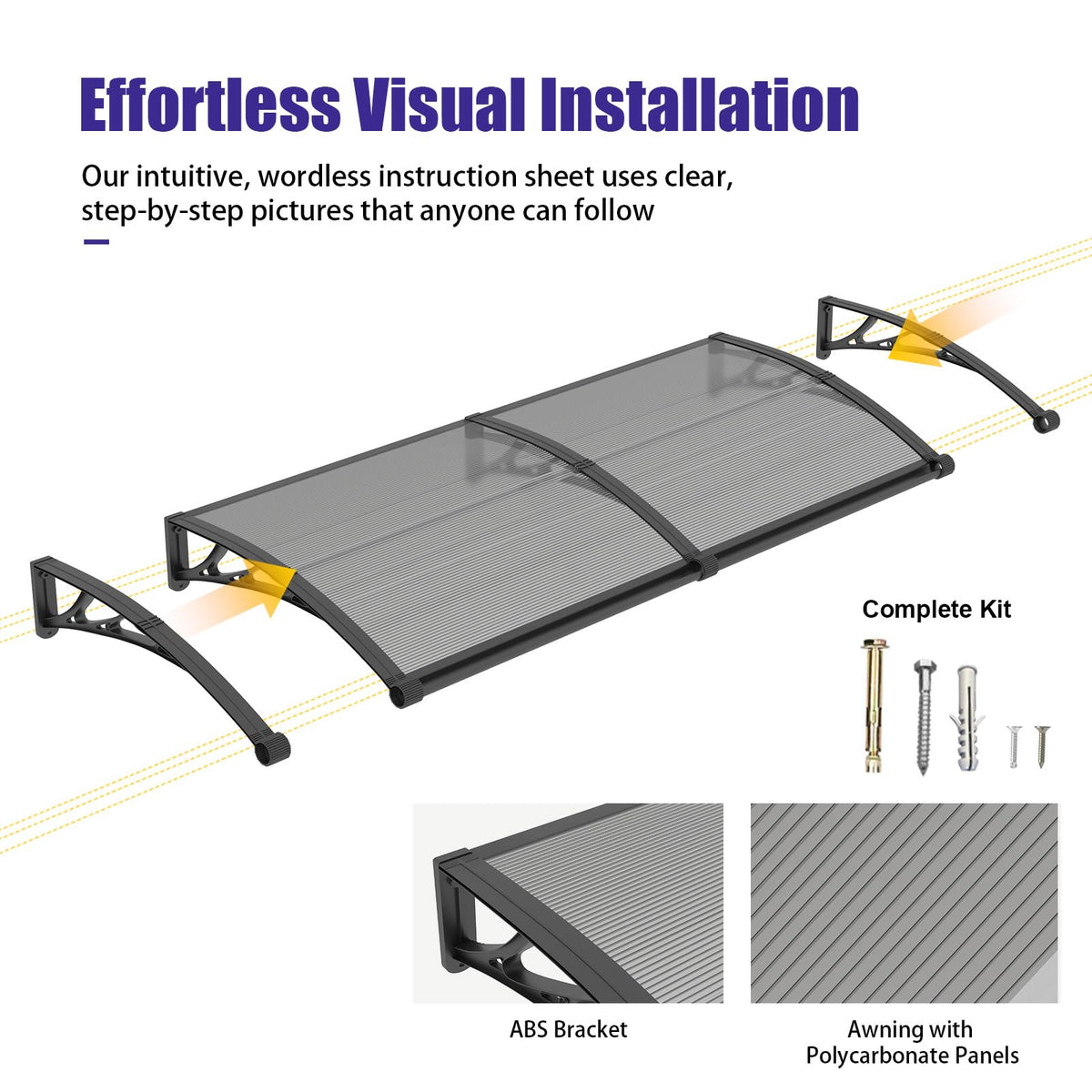 32" x 48" Window Door Awning Canopy with Drainage X95276