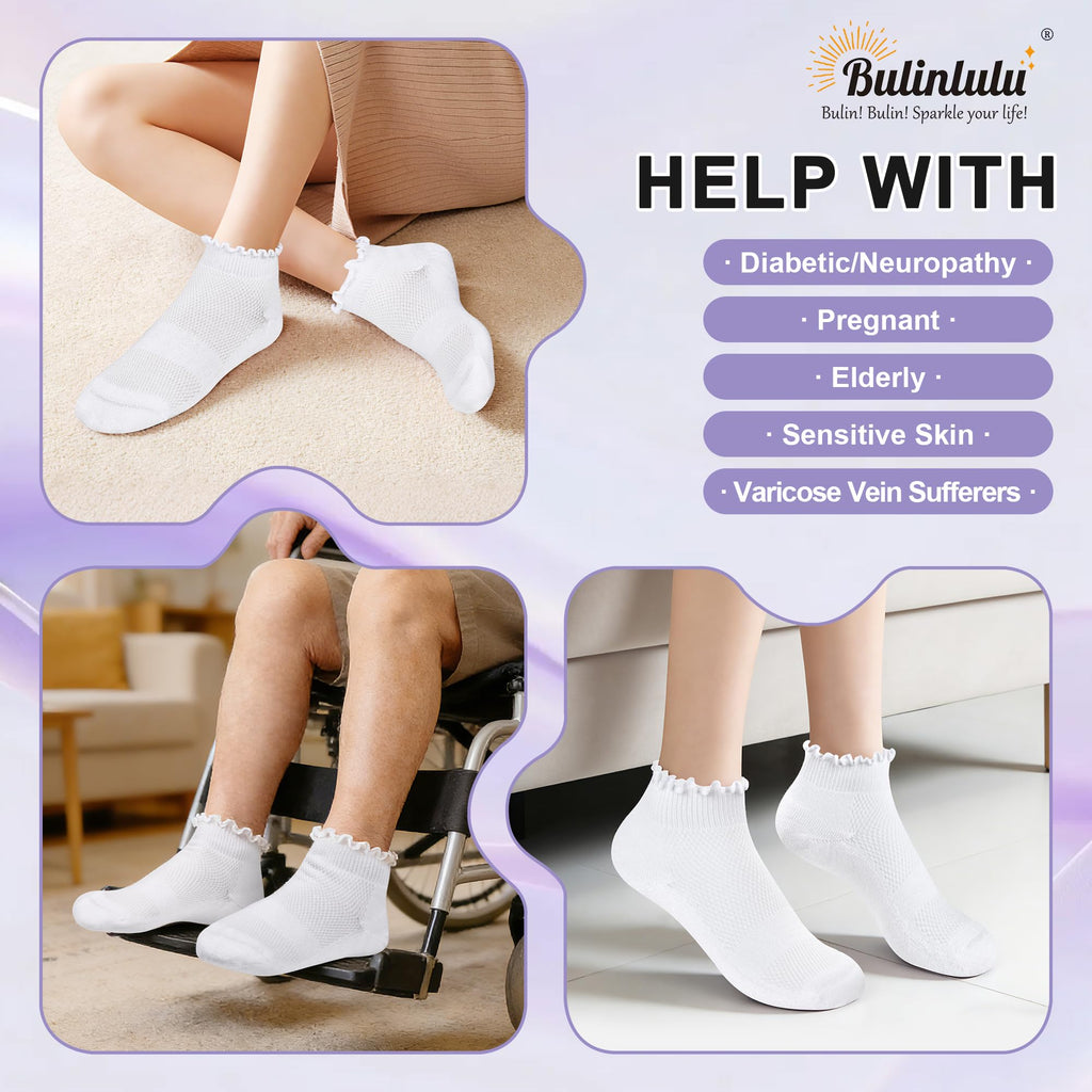 White Low Cut Diabetic Ankle Socks 6 Pairs M3501