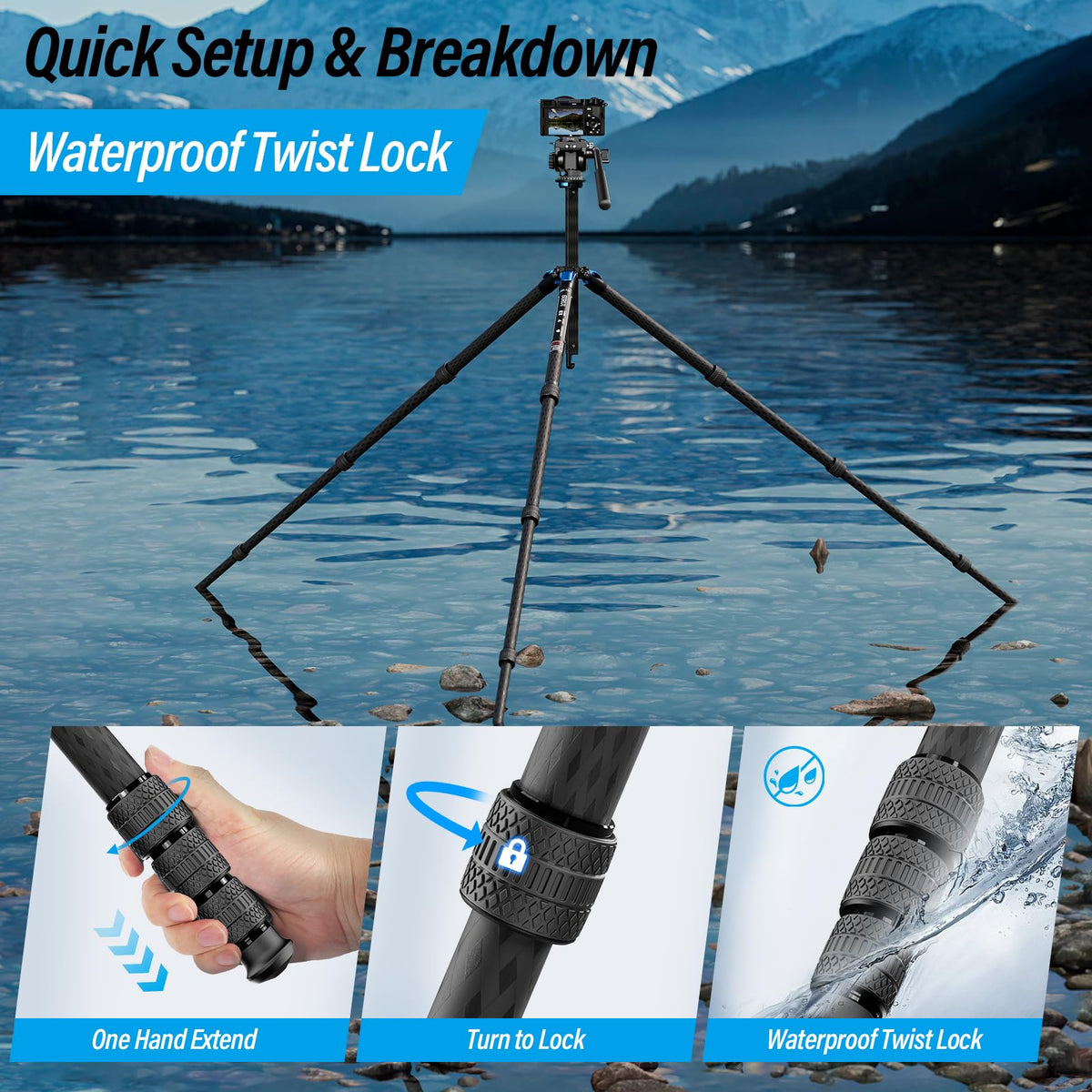 Carbon Fiber Camera Tripod with Fluid Head Z841168