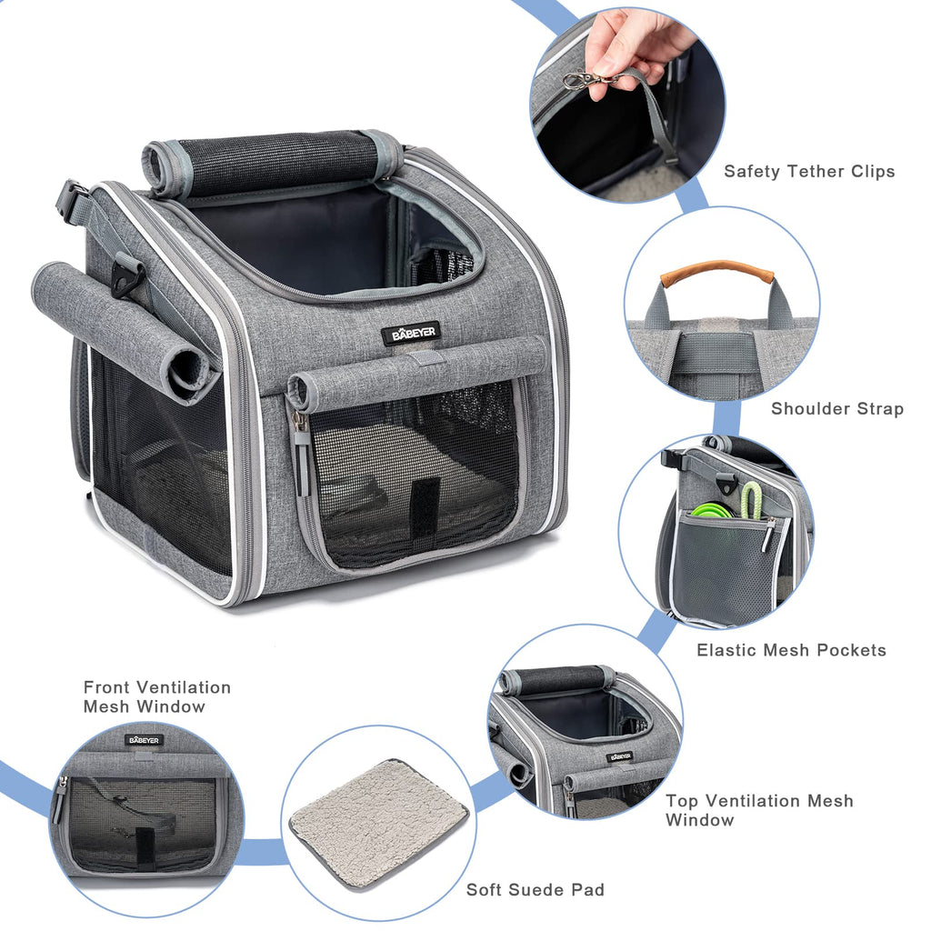 Expandable Soft-Sided Pet Carrier Backpack with 4 Open Doors, 4 Mesh Windows Z73825
