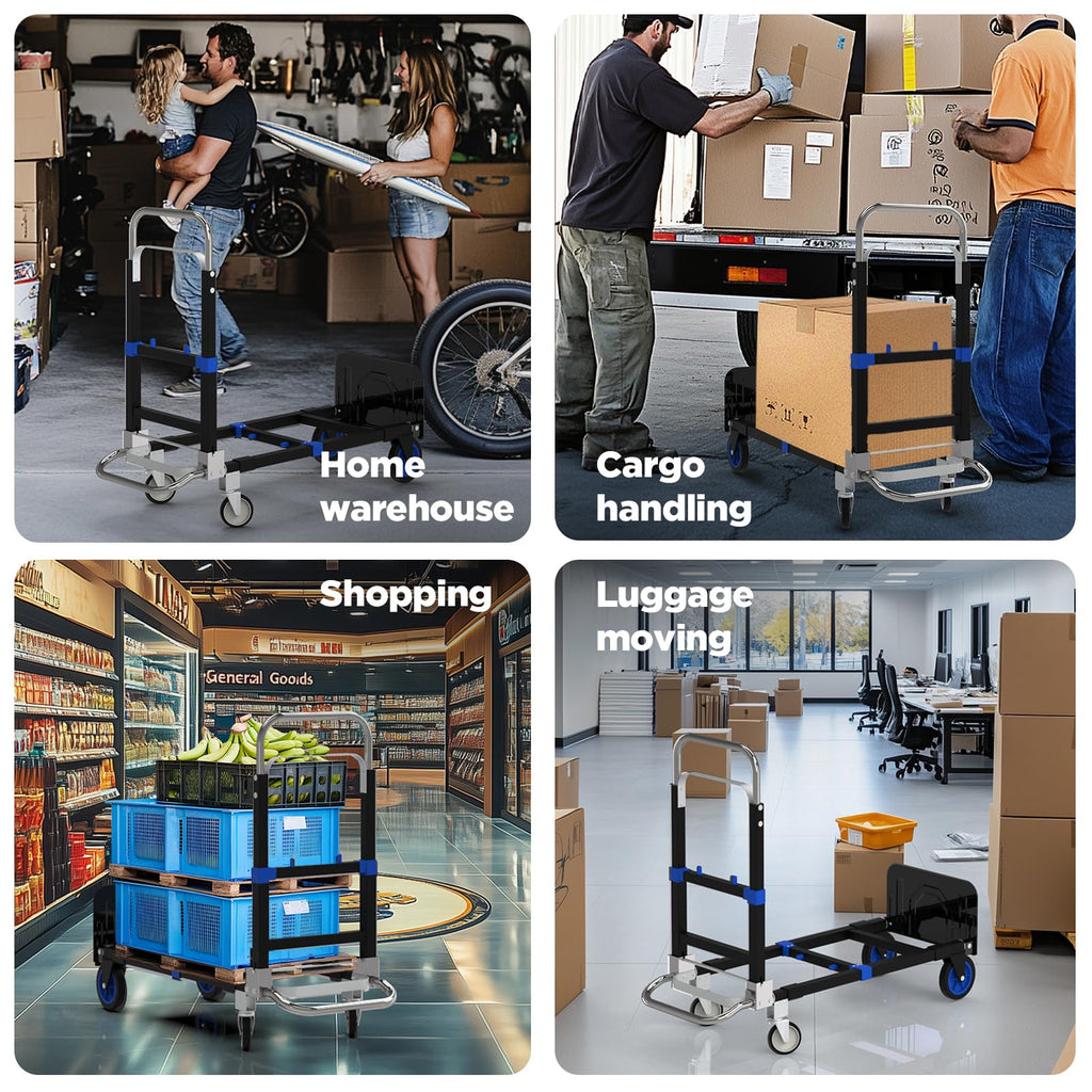 Heavy Duty 4 Wheels 500 Lbs Load Convertible Hand Truck Dolly Cart W5976