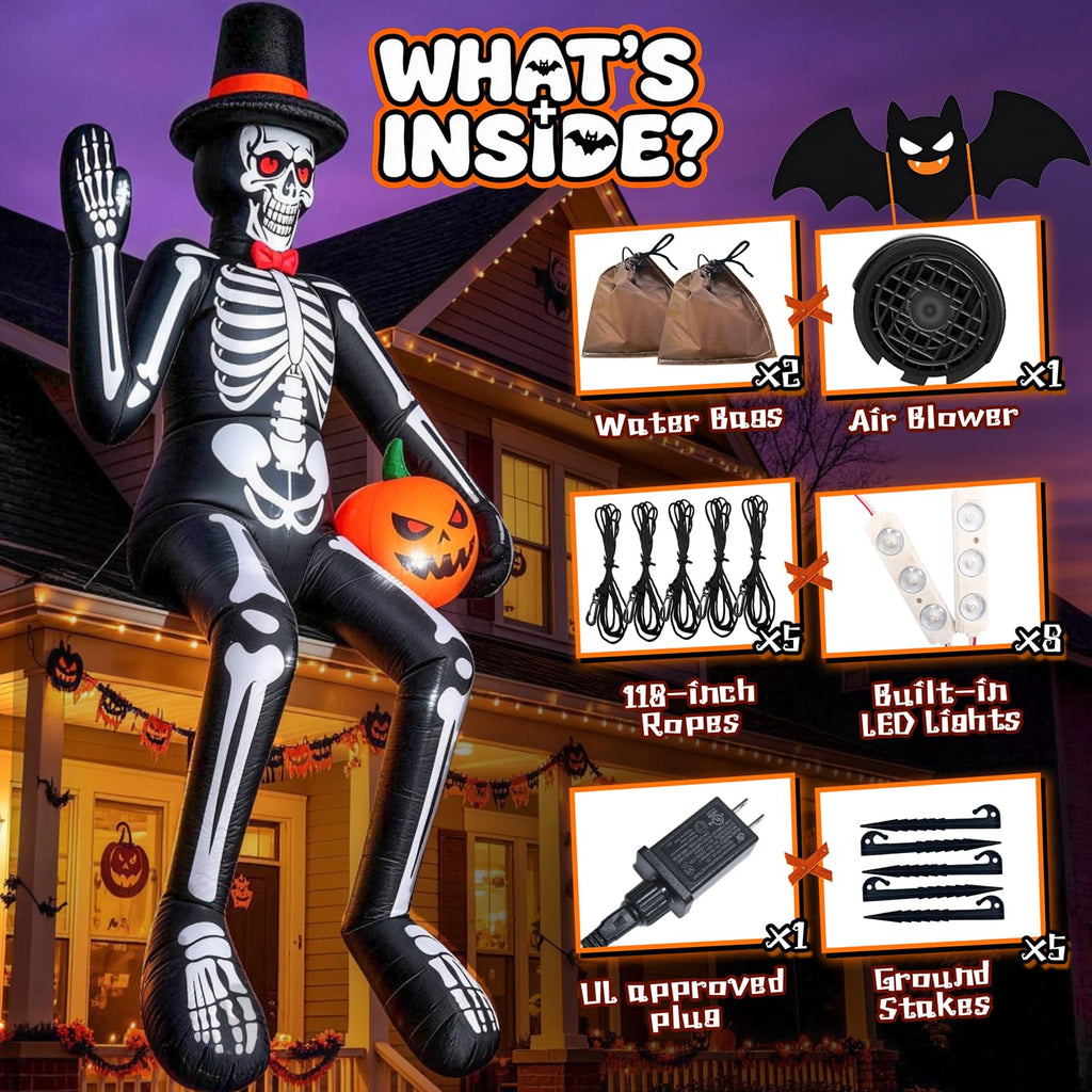 14FT Inflatable Sitting Skeleton Decorations V2539
