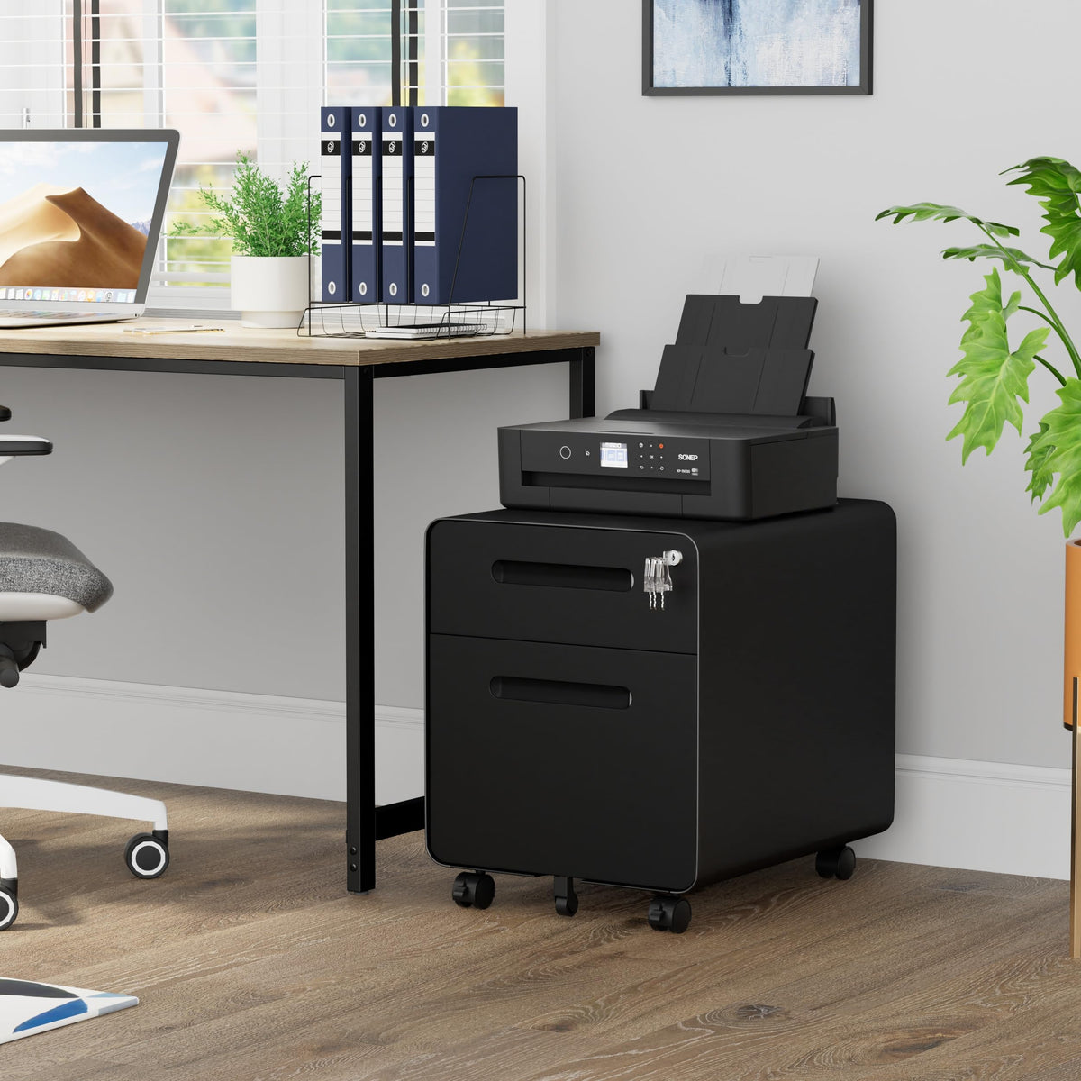 2 Drawer Mobile File Cabinet with Lock C4232