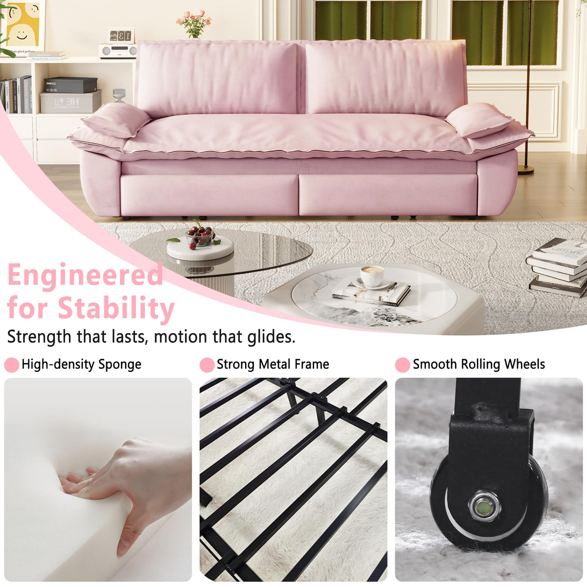 Queen Size Velvet Sleeper Sofa Bed F6523