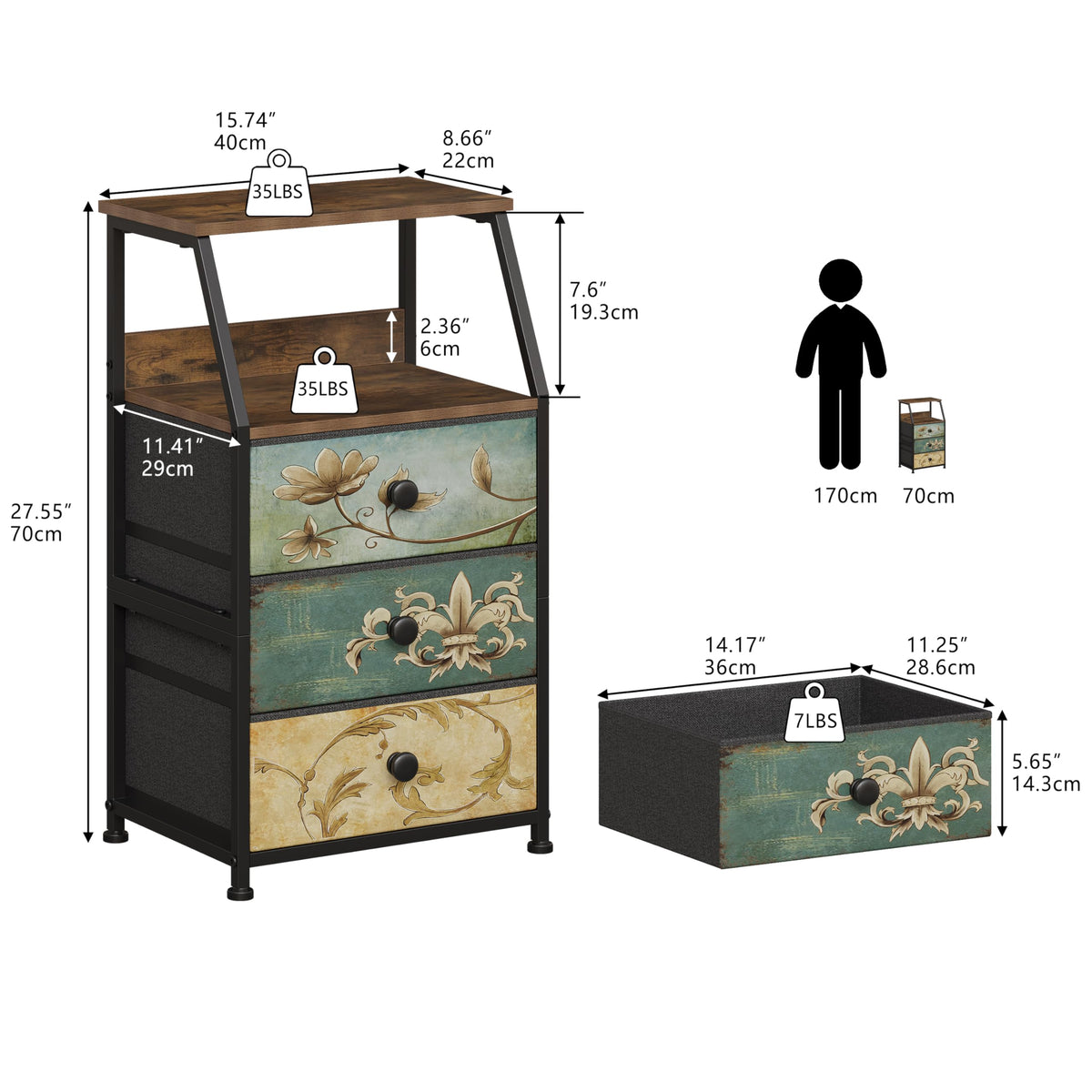Fabric Drawers Dresser Storage Tower E6788