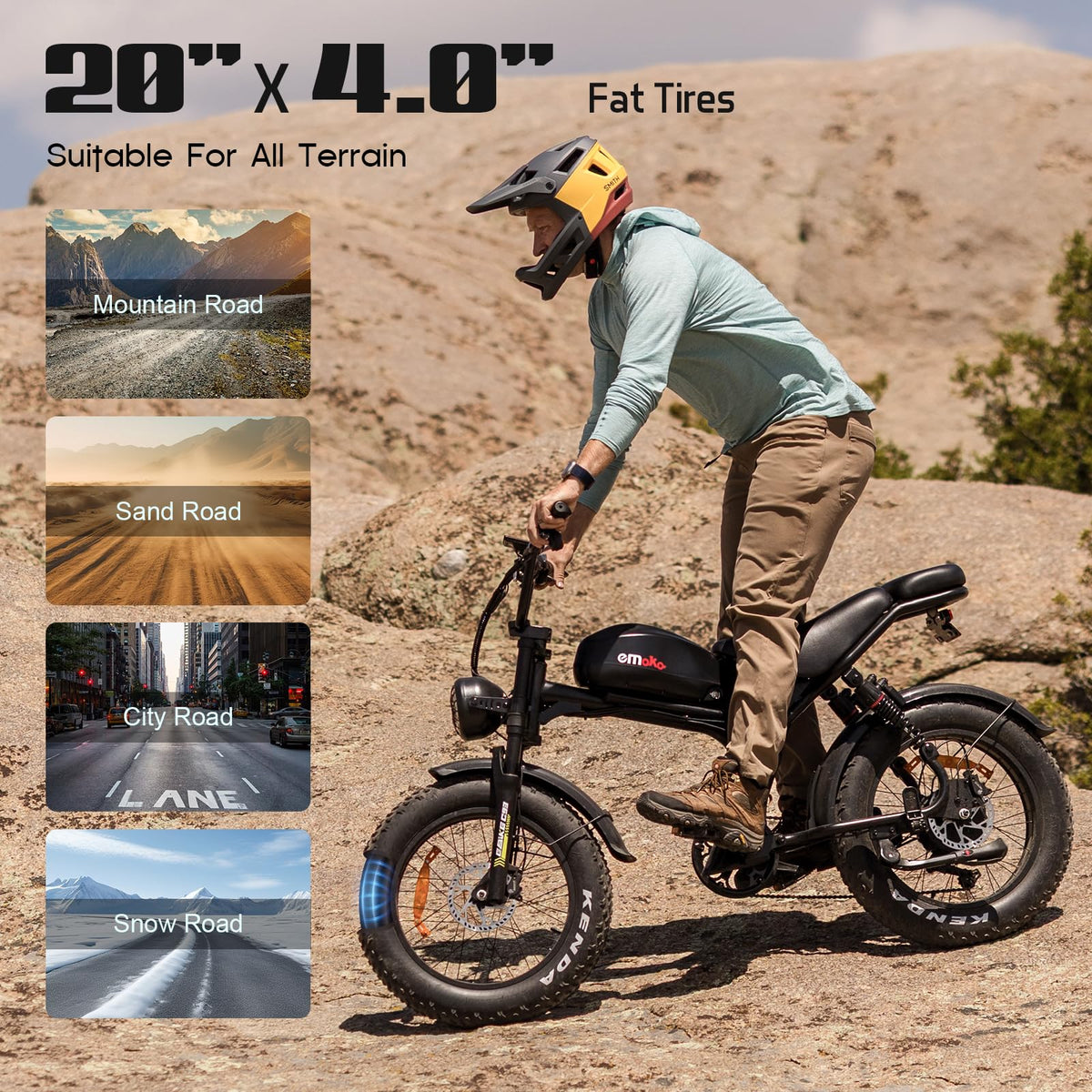Peak 1500W 48V 20Ah 20'' Fat Tire 7-Speed Electric Bike L1748