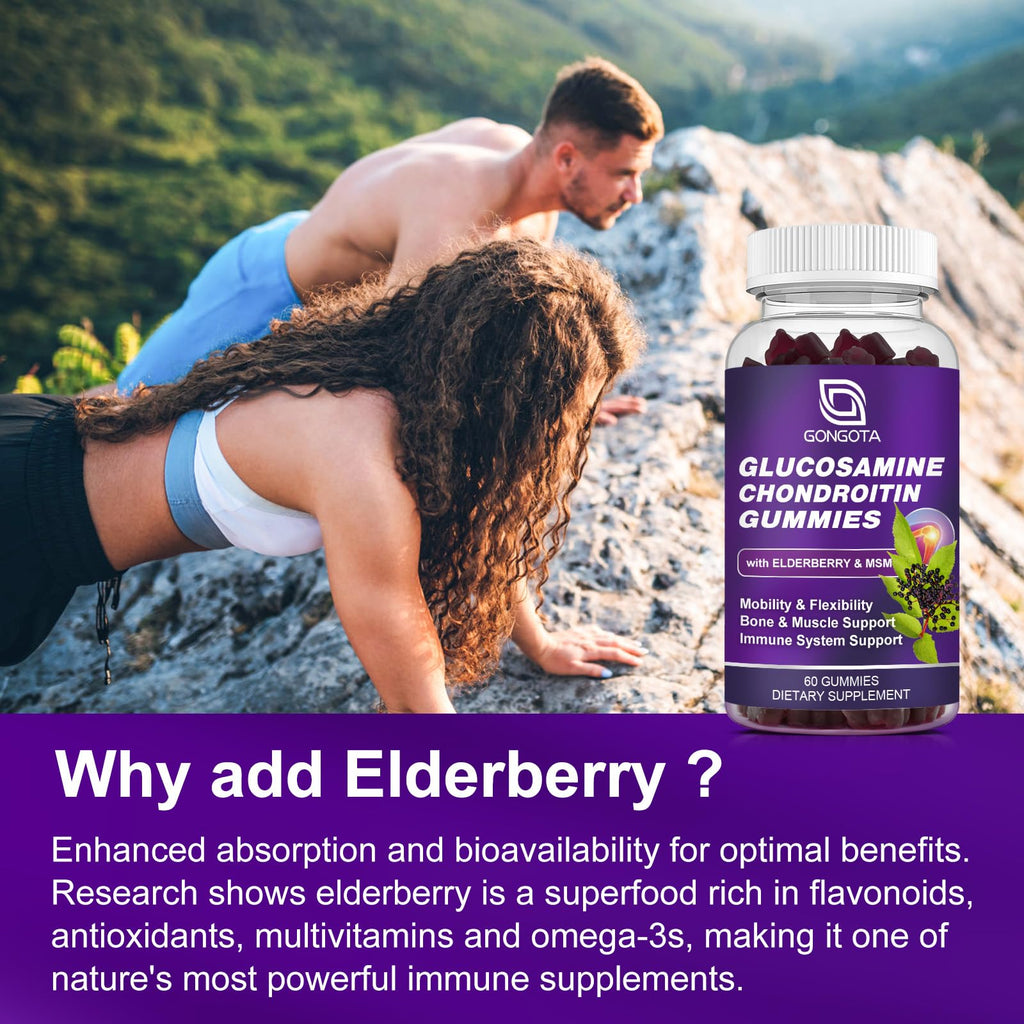 Glucosamine Chondroitin Gummies 1500mg with MSM & Elderberry 60 Gummies L5276
