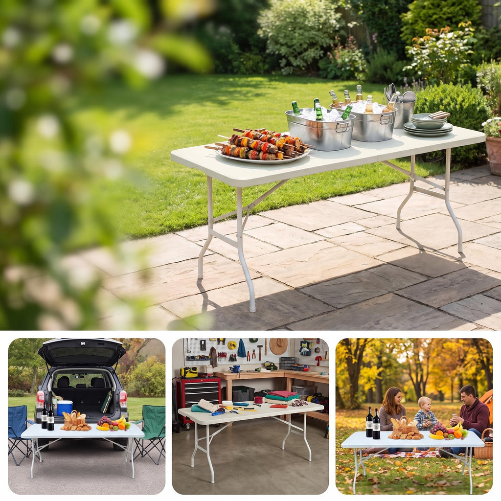 6ft Portable Folding Table B258624