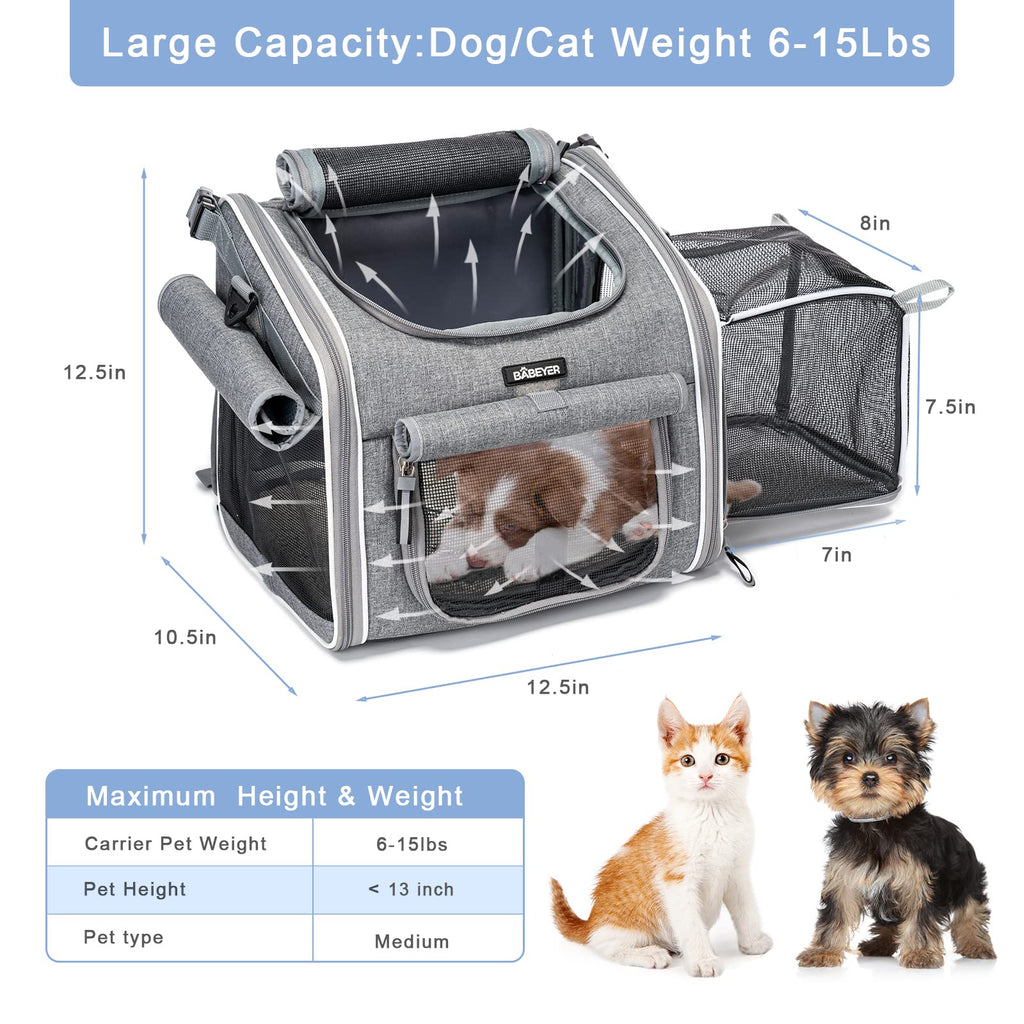 Expandable Soft-Sided Pet Carrier Backpack with 4 Open Doors, 4 Mesh Windows Z73825