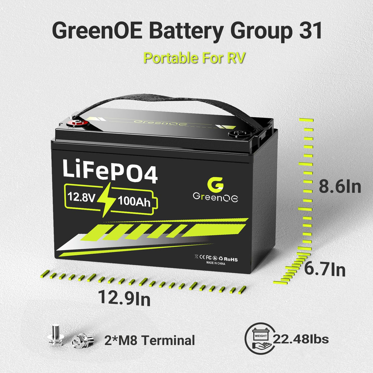 12V 100Ah LiFePO4 Deep Cycle Battery G602646