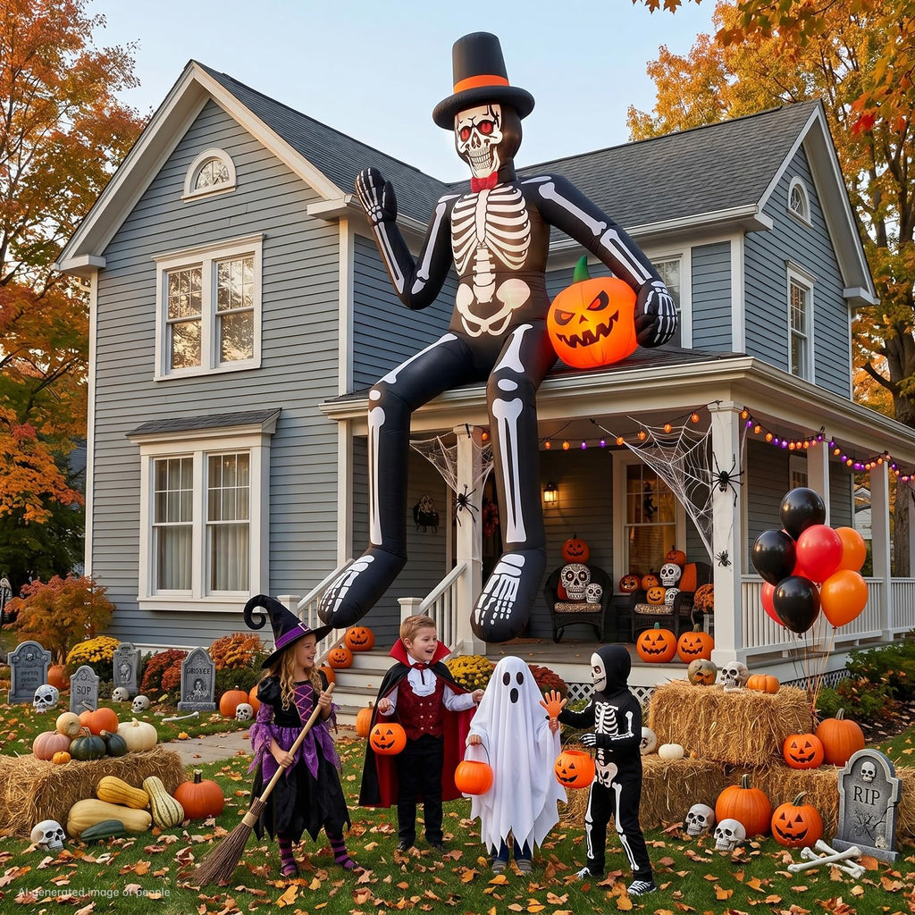 14FT Inflatable Sitting Skeleton Decorations V2539