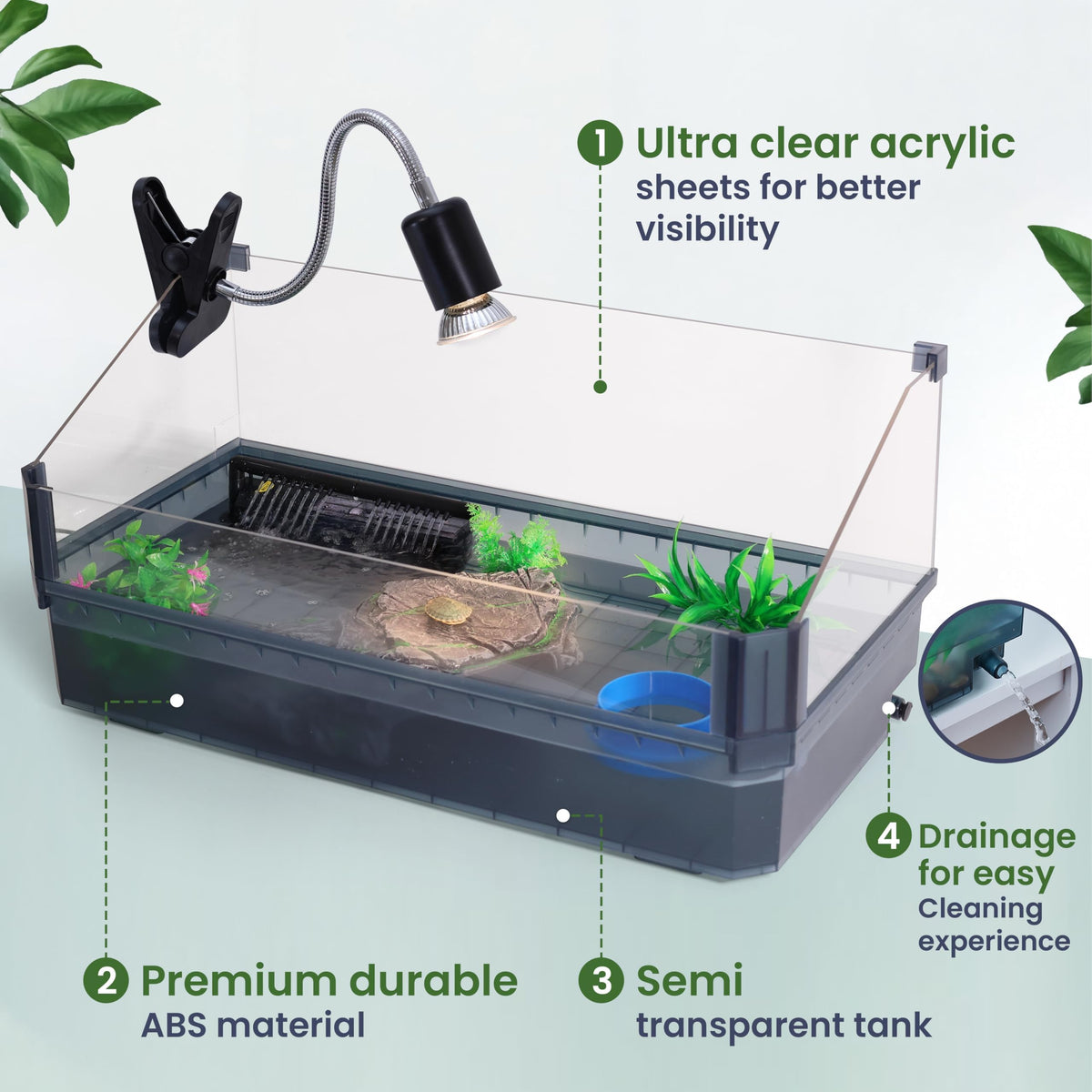 Black Turtle Tank Kit with Filter, UVB Lamp and Basking Platform F2211