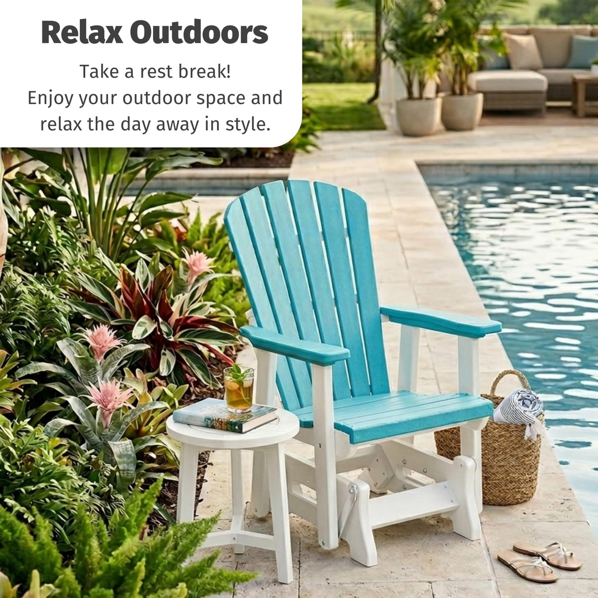 Tudor Brown Cedar Poly Adirondack Glider Outdoor Chair Q76086