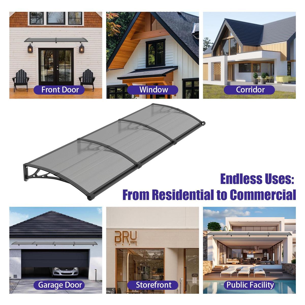 32" x 48" Window Door Awning Canopy with Drainage X95276