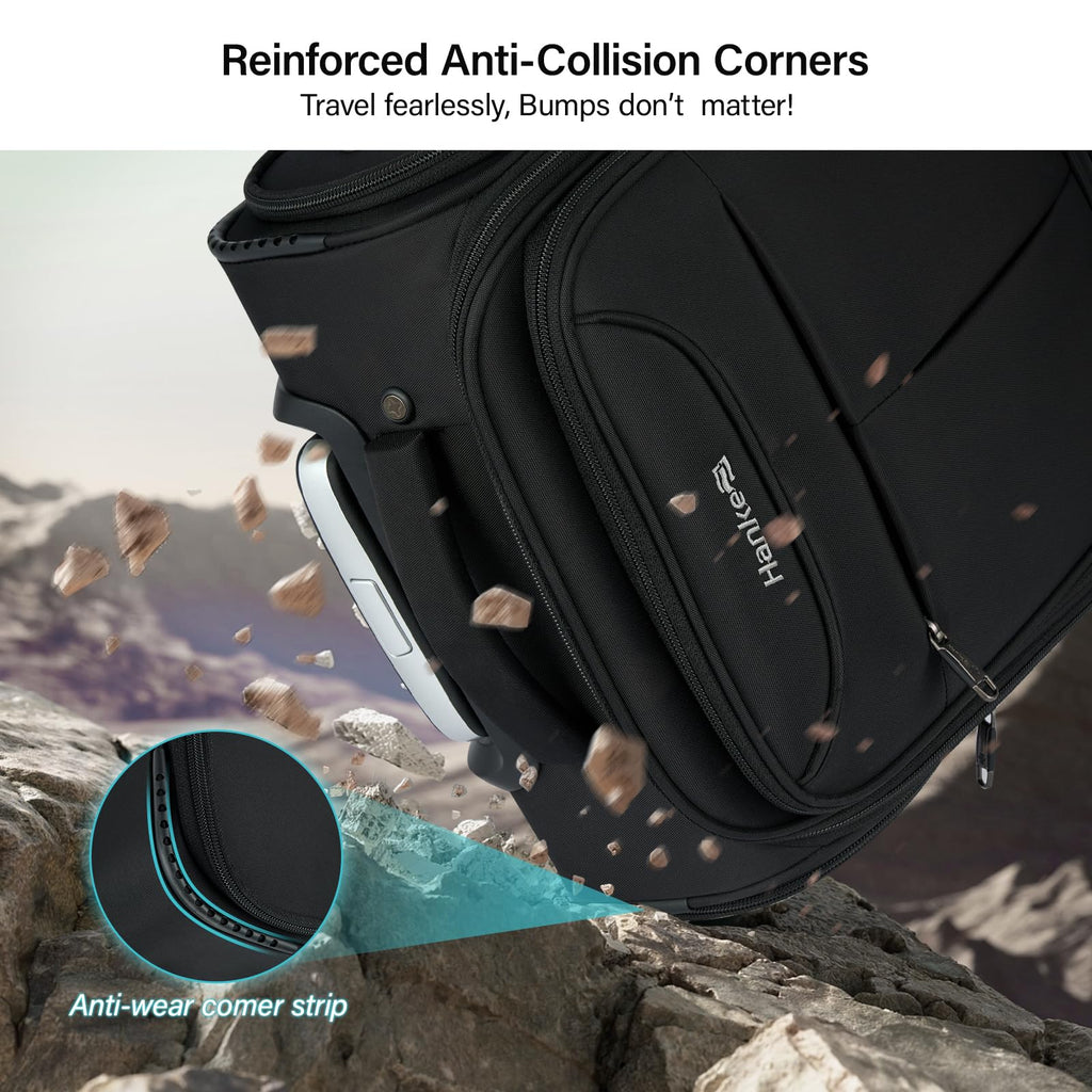 Black 16 Inch Underseat Carry On Luggage with Spinner Wheels D217