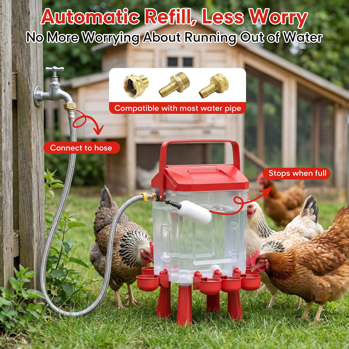 Automatic Chicken Waterer 3 Gallons with Float Valve Y658