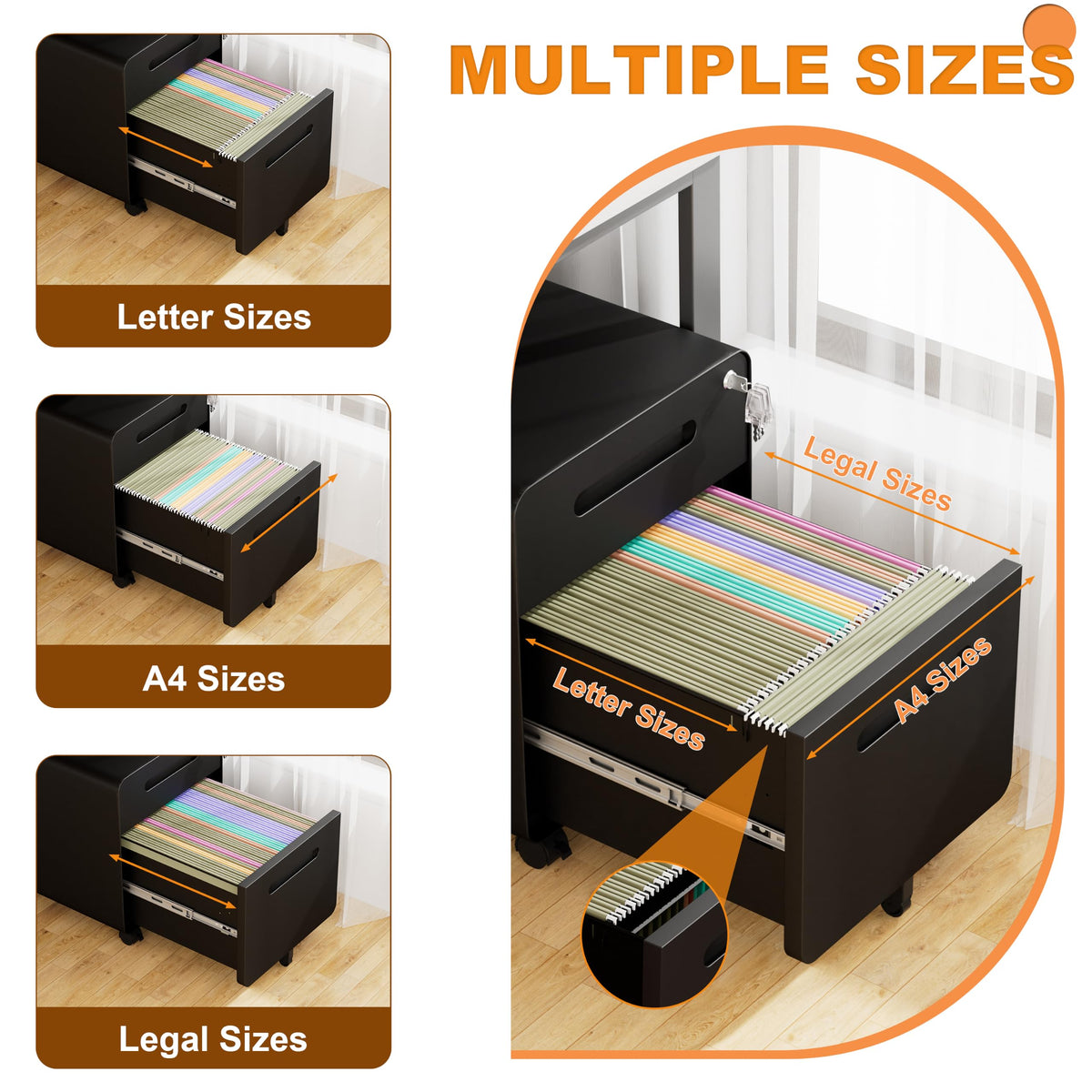 2 Drawer Mobile File Cabinet with Lock C4232
