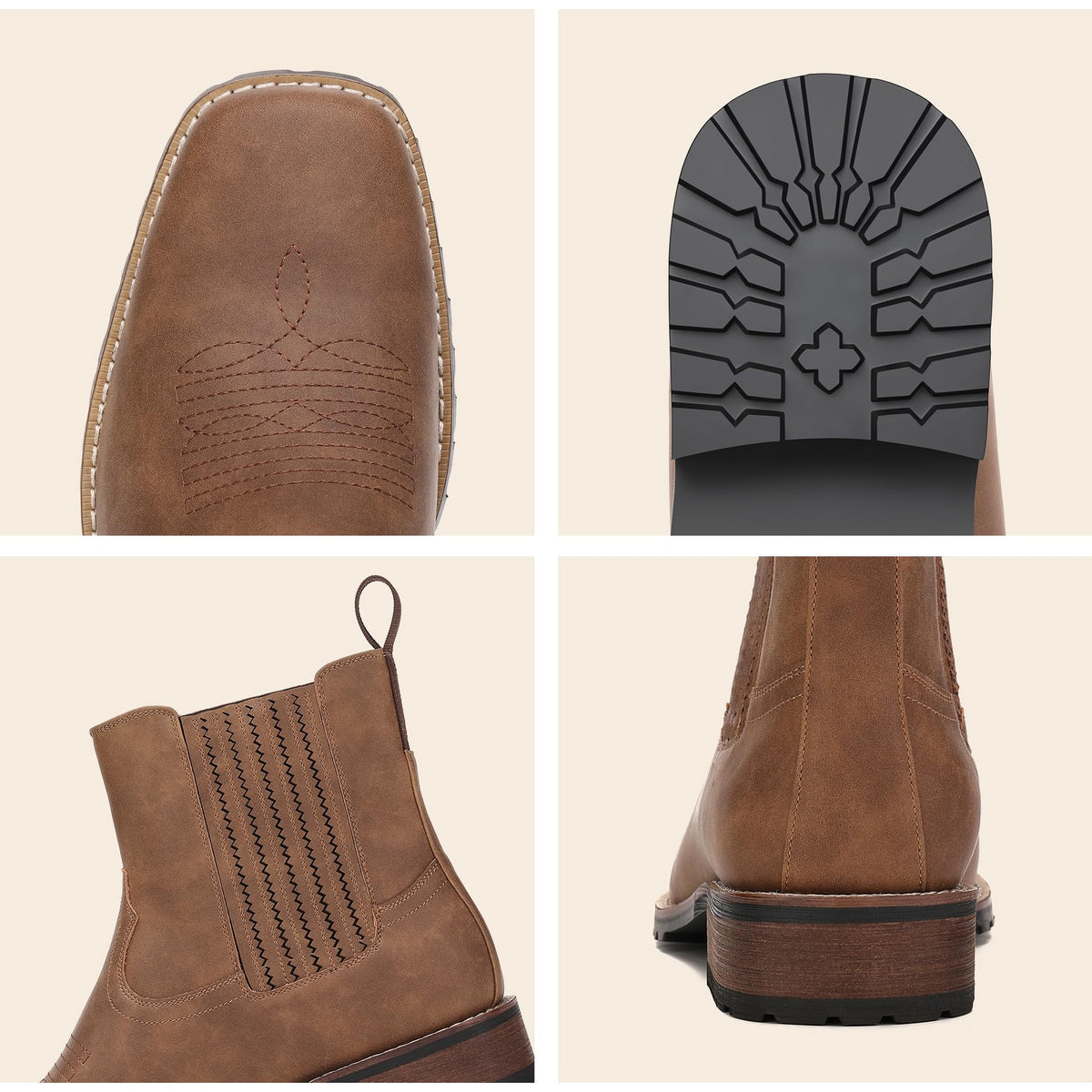Cowboy Boots for Men Embroidery Square Toe O85955