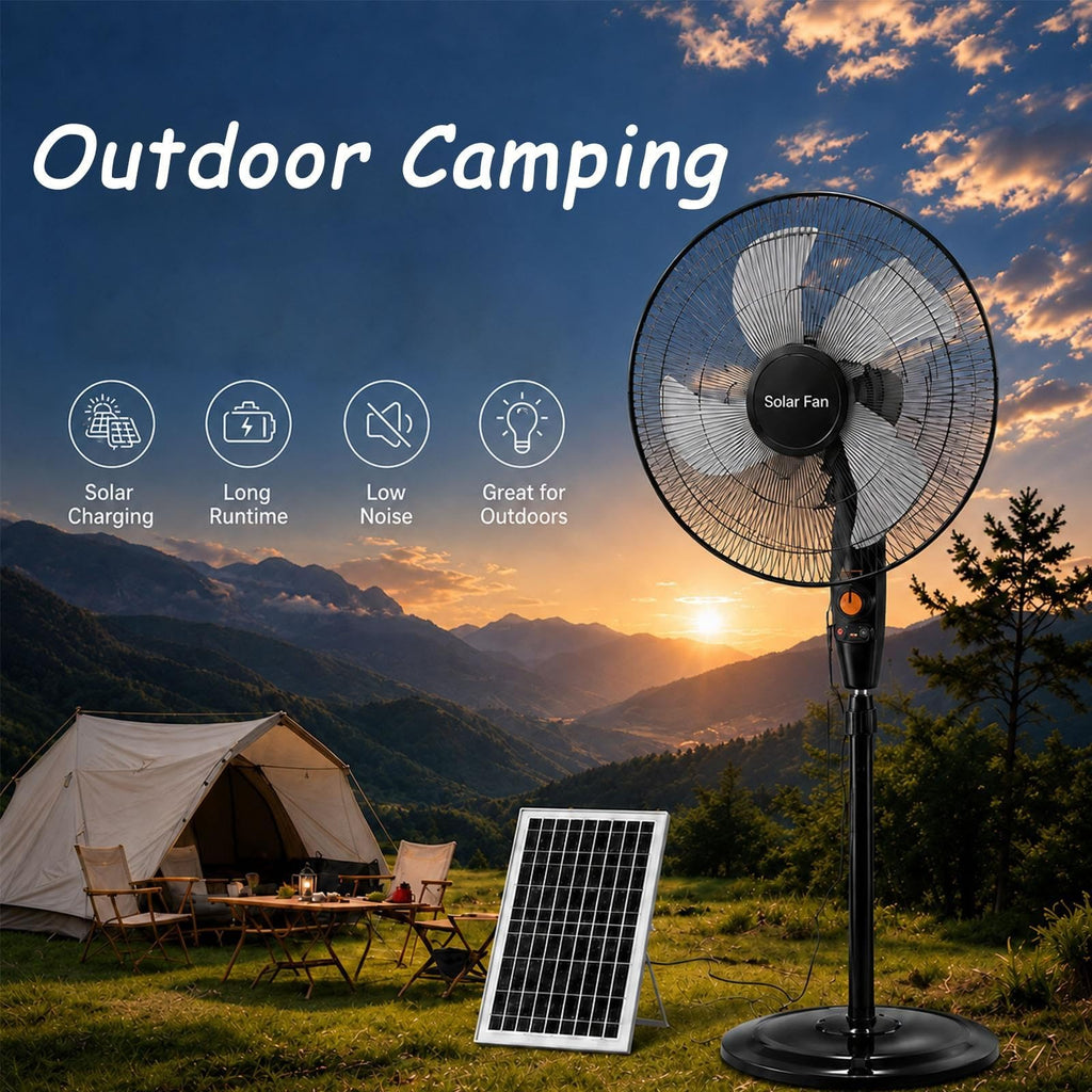 16 Inch Rechargeable Pedestal Fan with Solar Panel U1924
