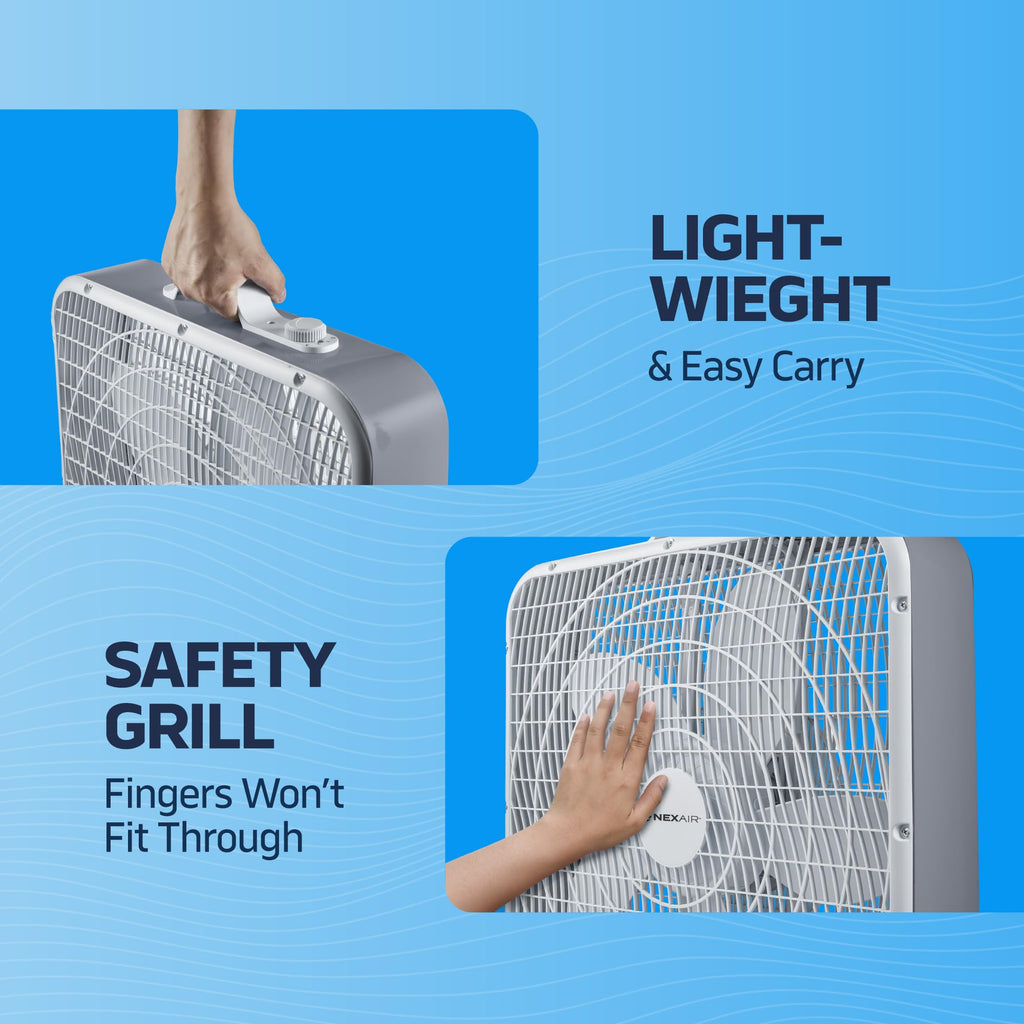 20" 3 Speed Floor Box Fan with Child Safety Grill T261